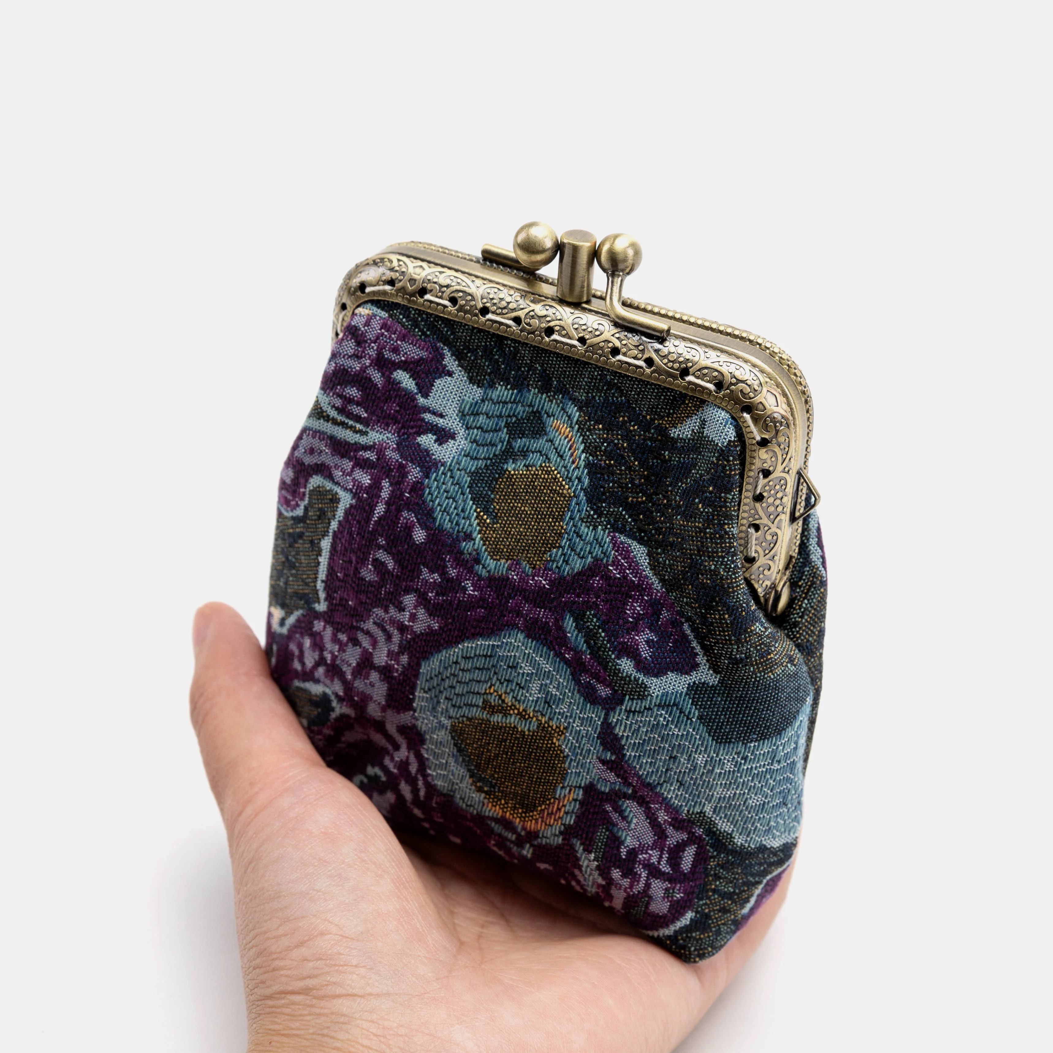 Abstract Blue Double Kiss Clasp Coin Purse