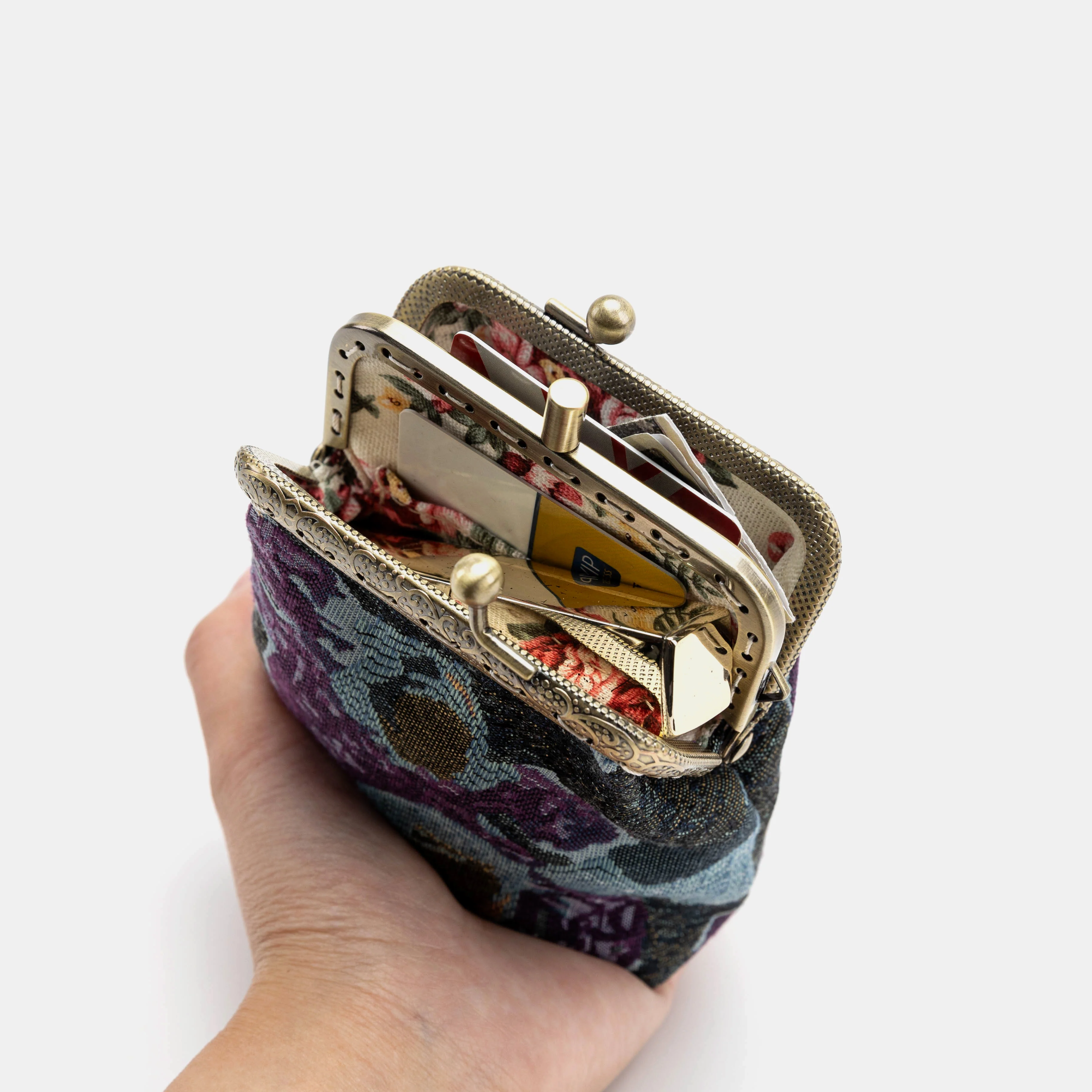 Abstract Blue Double Kiss Clasp Coin Purse - Image 2