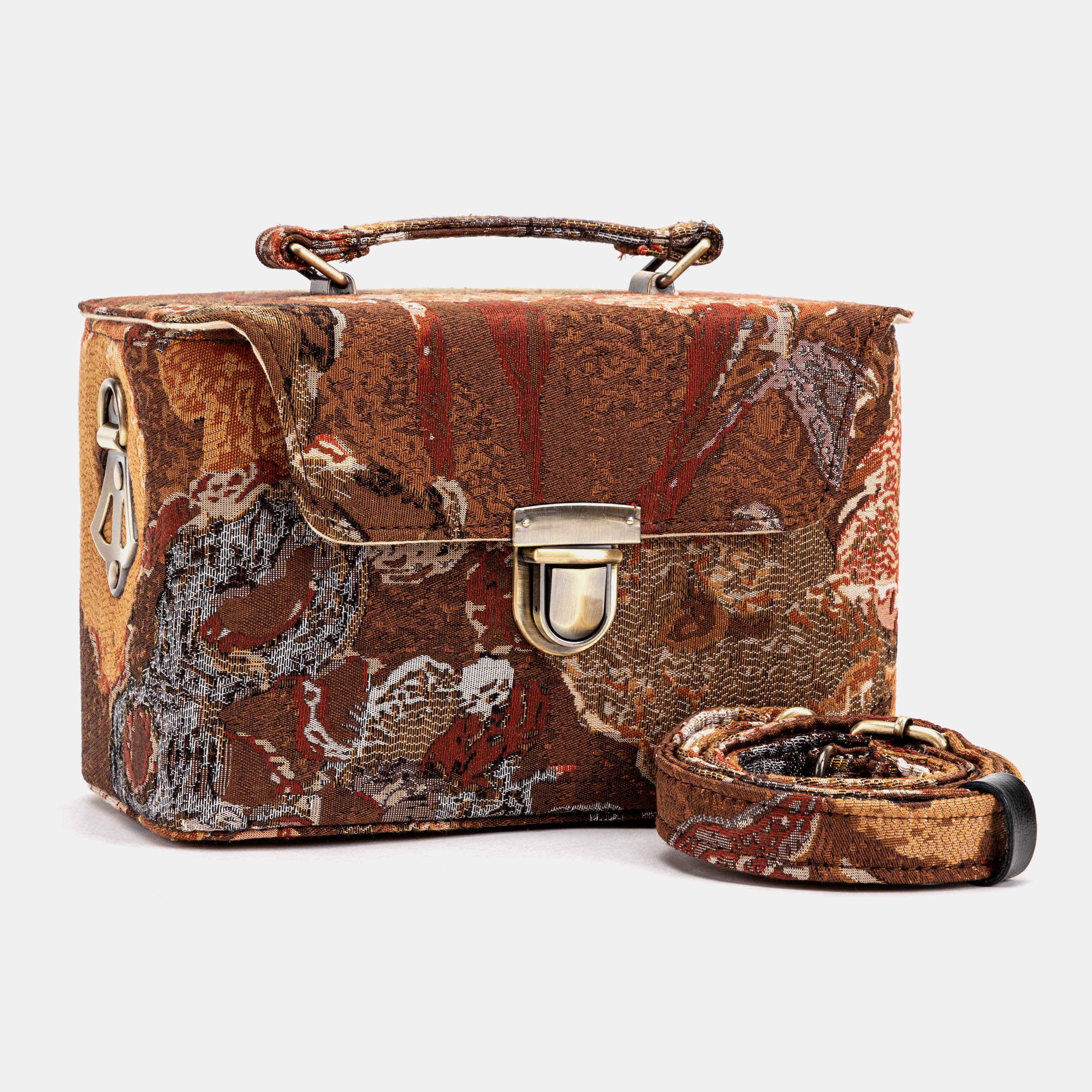 Abstract Brown Clara Medium Train Case Purse