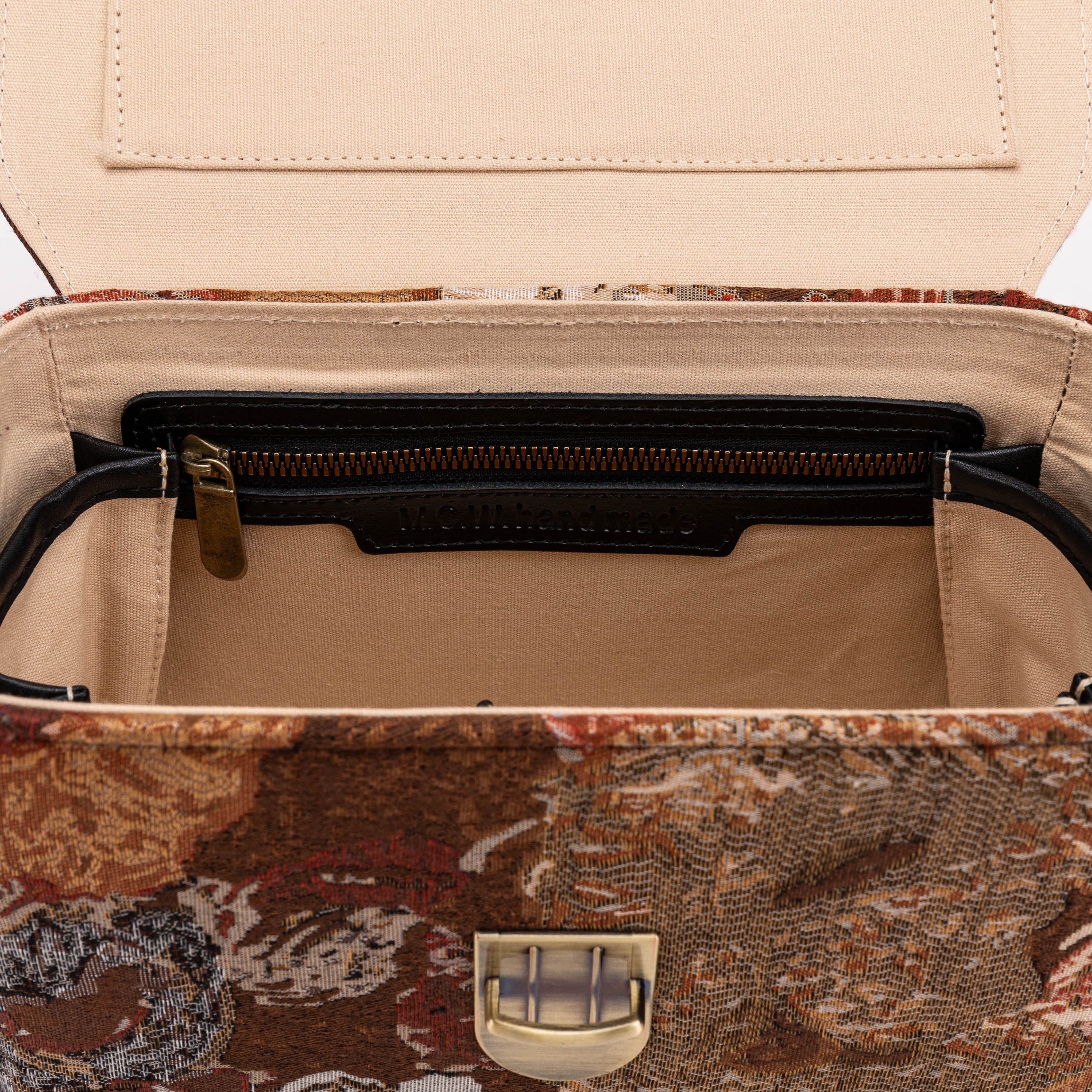 Abstract Brown Clara Medium Train Case Purse - Image 8