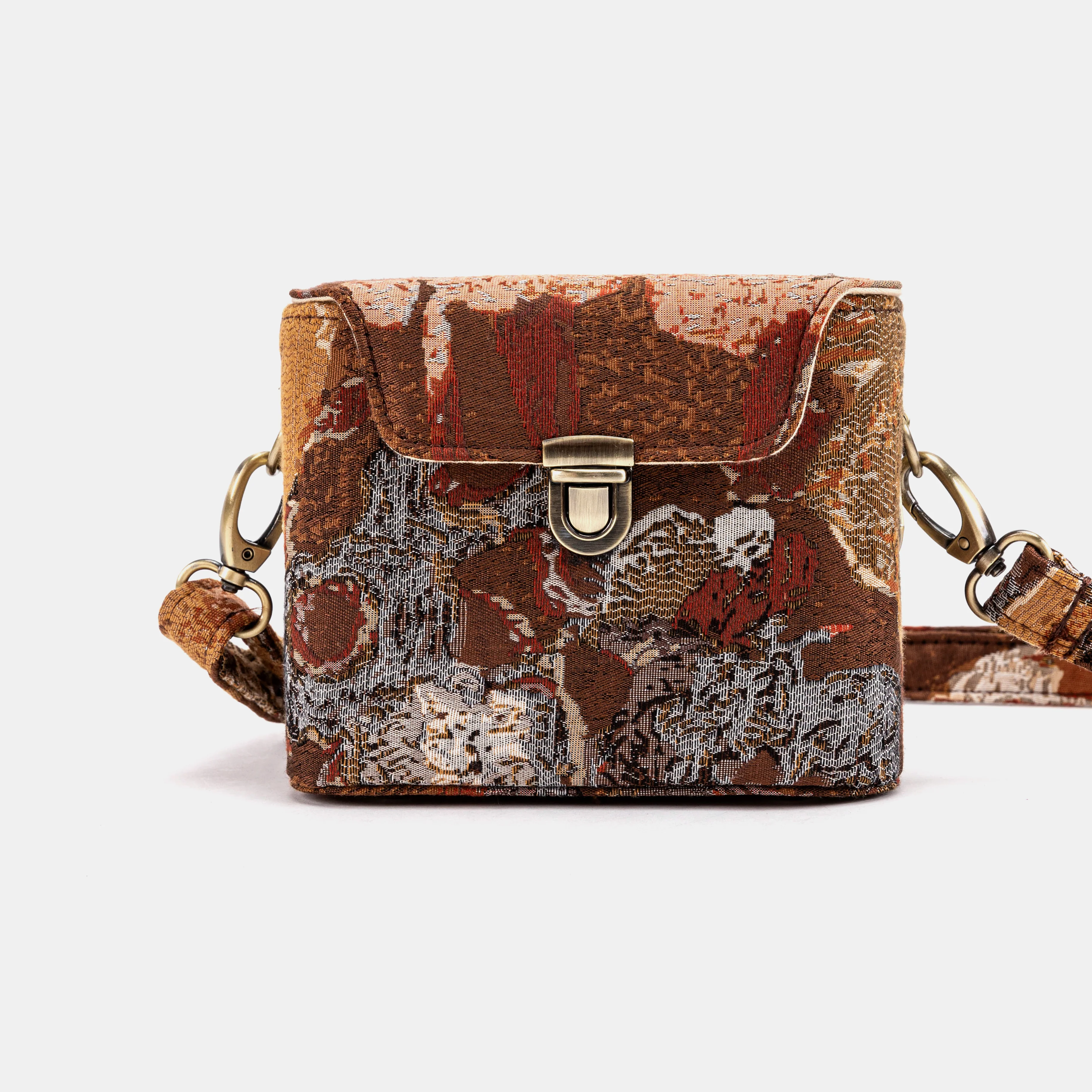 Abstract Brown Emma Small Train Case Crossbody