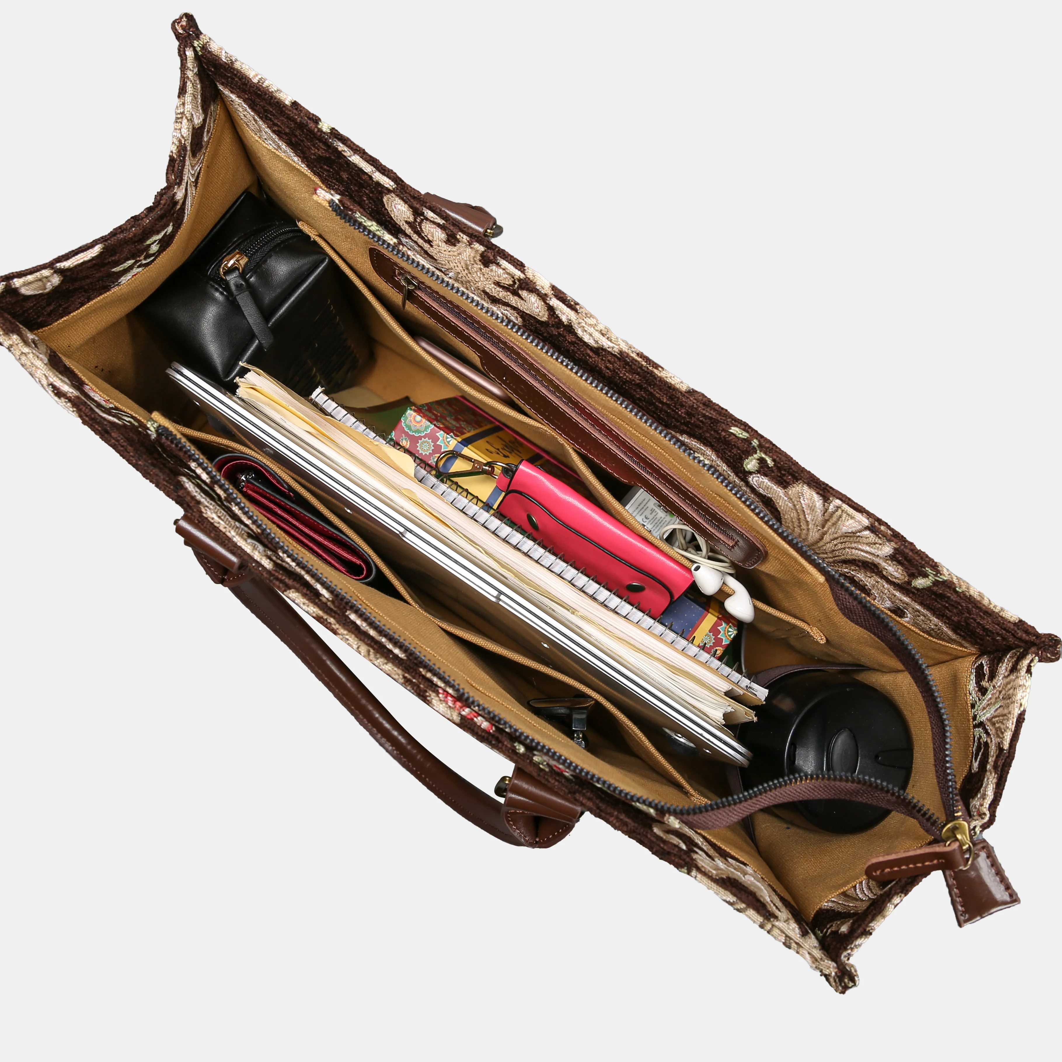 Baroque Garden Brown Laptop Work Tote - Image 4