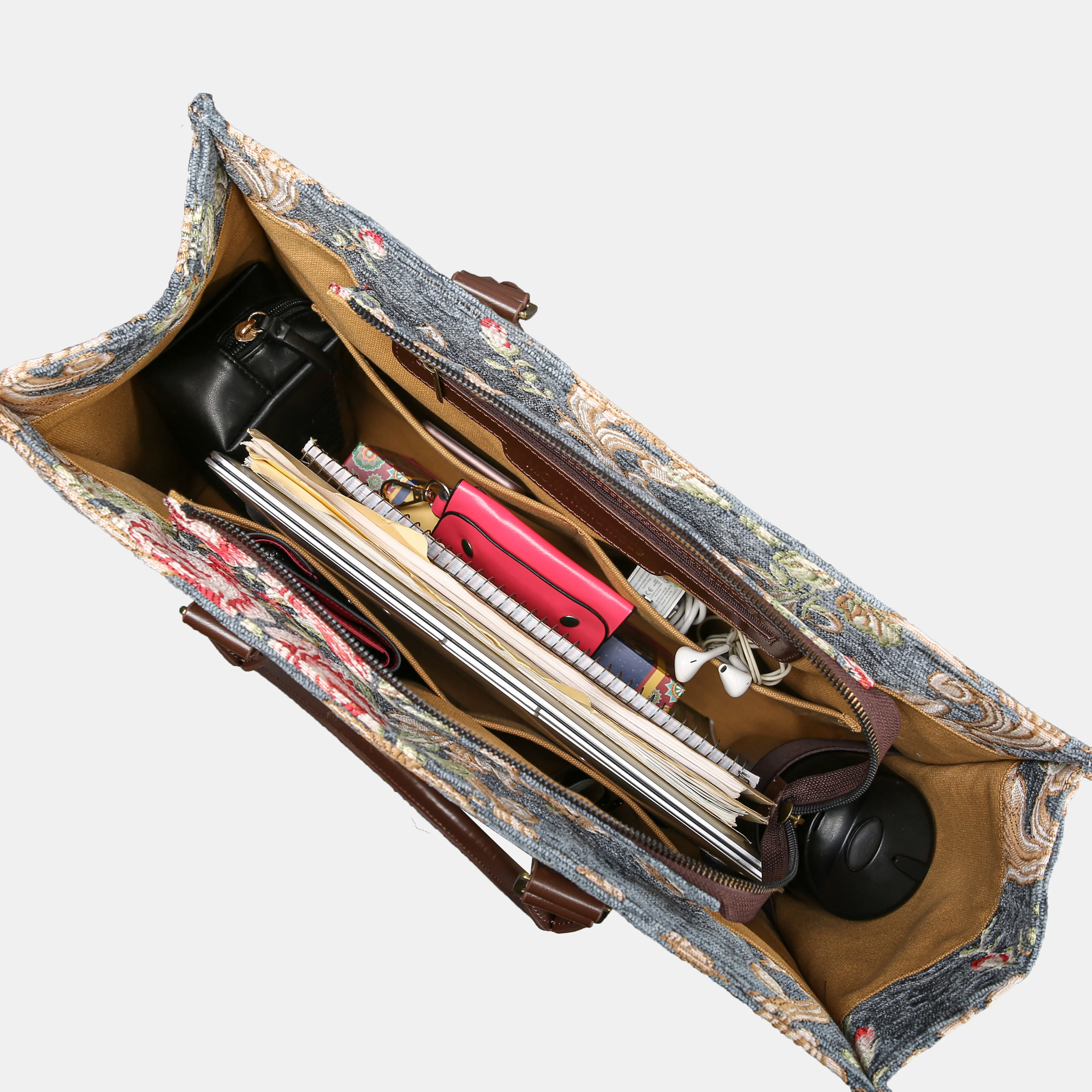 Baroque Garden Grey Laptop Work Tote - Image 4