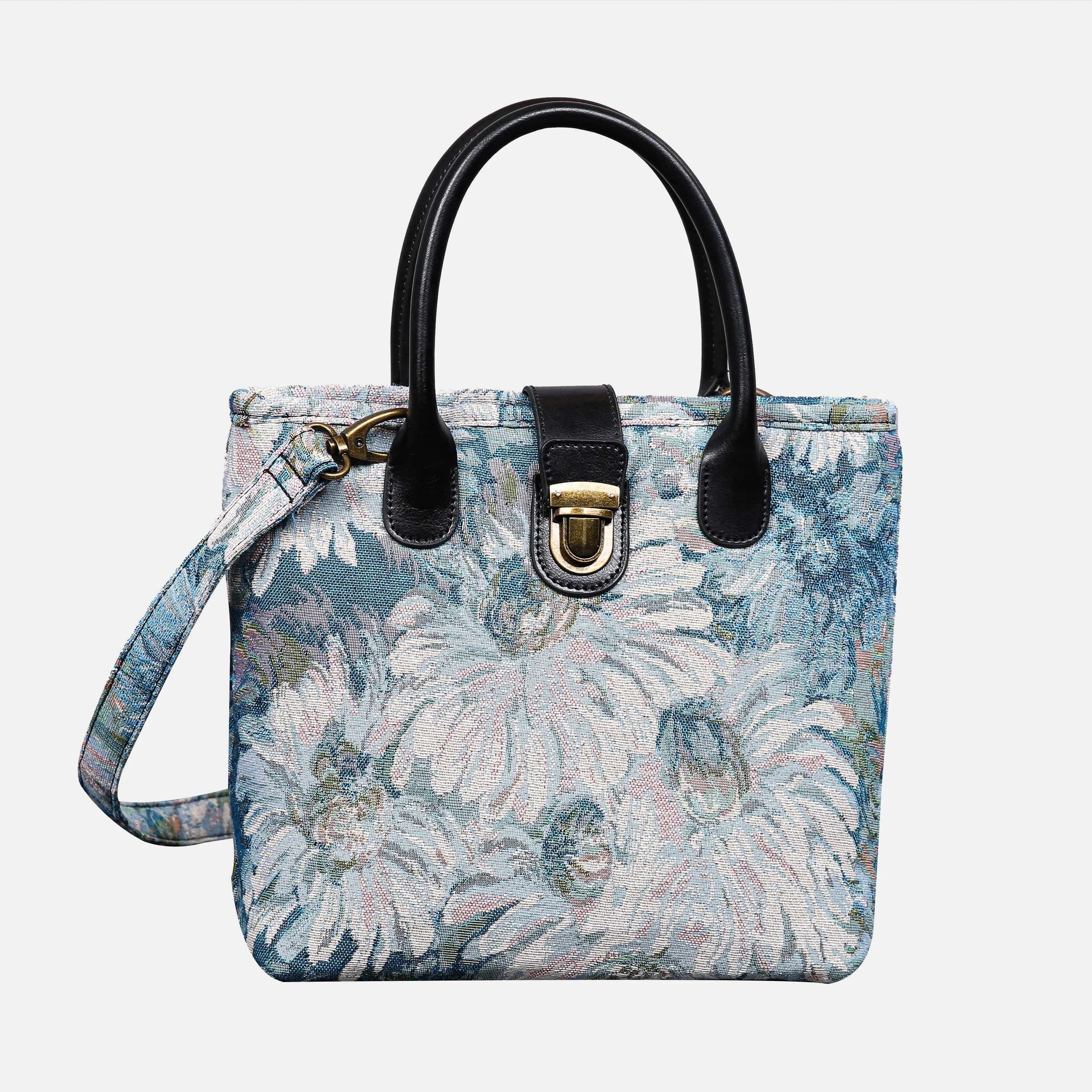 Blooming Daisy Blue Tuck Lock Carpet Satchel
