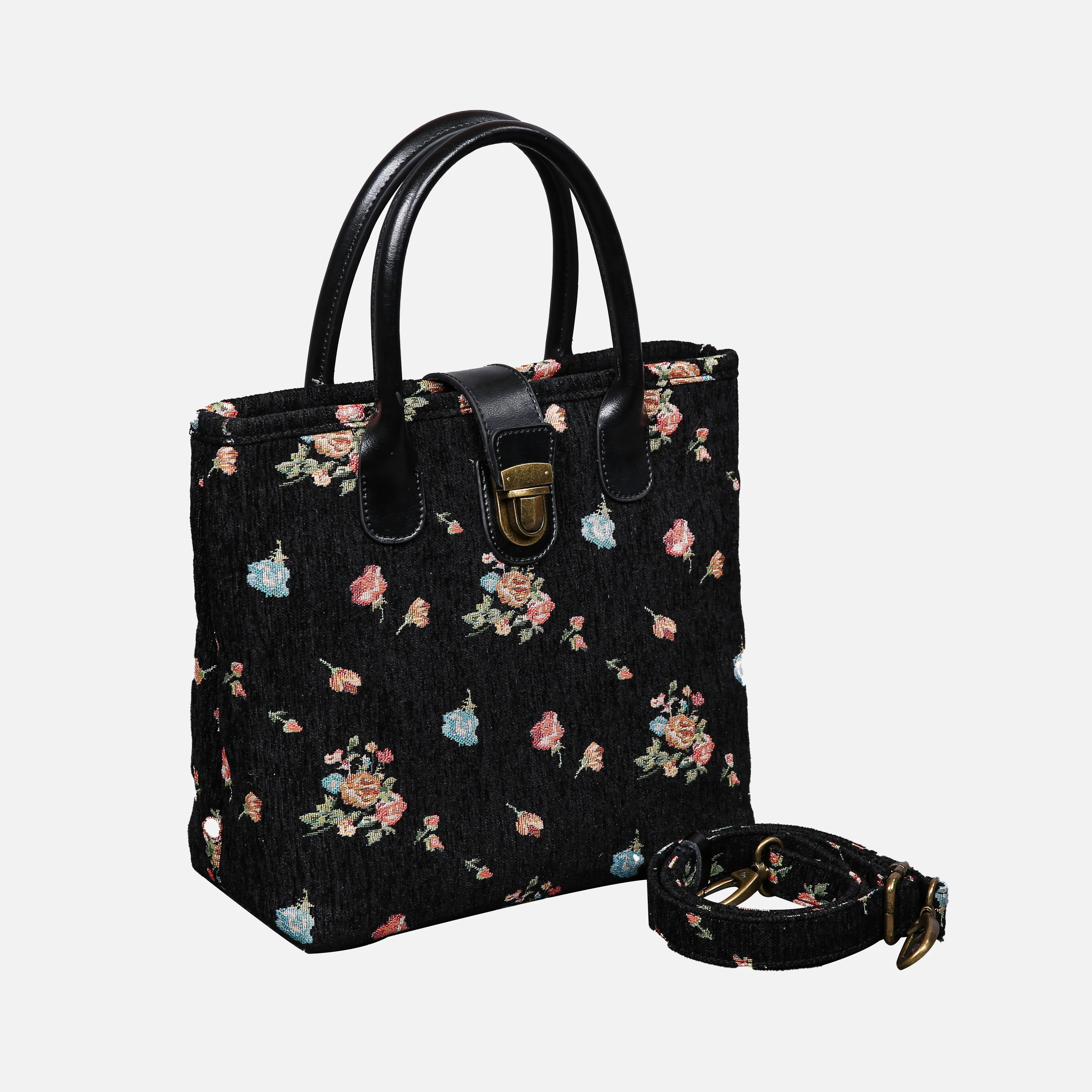 Bouquets Black Tuck Lock Carpet Satchel - Image 2