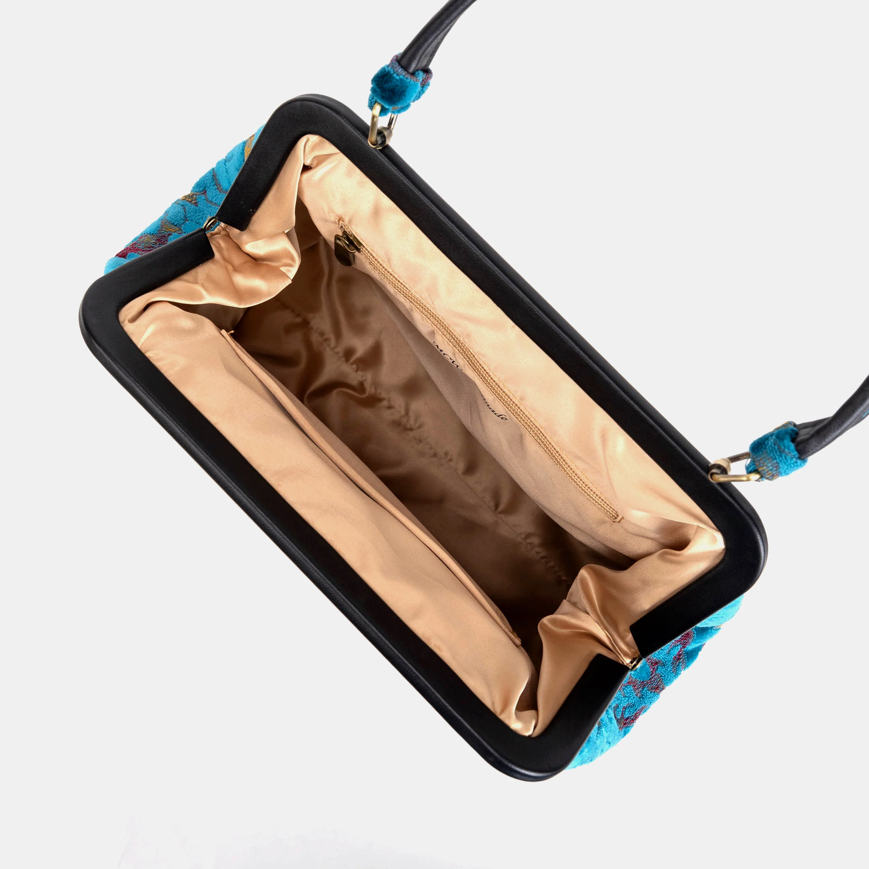 Burnout Velvet Aqua Blue Alma Shoulder Bag - Image 2