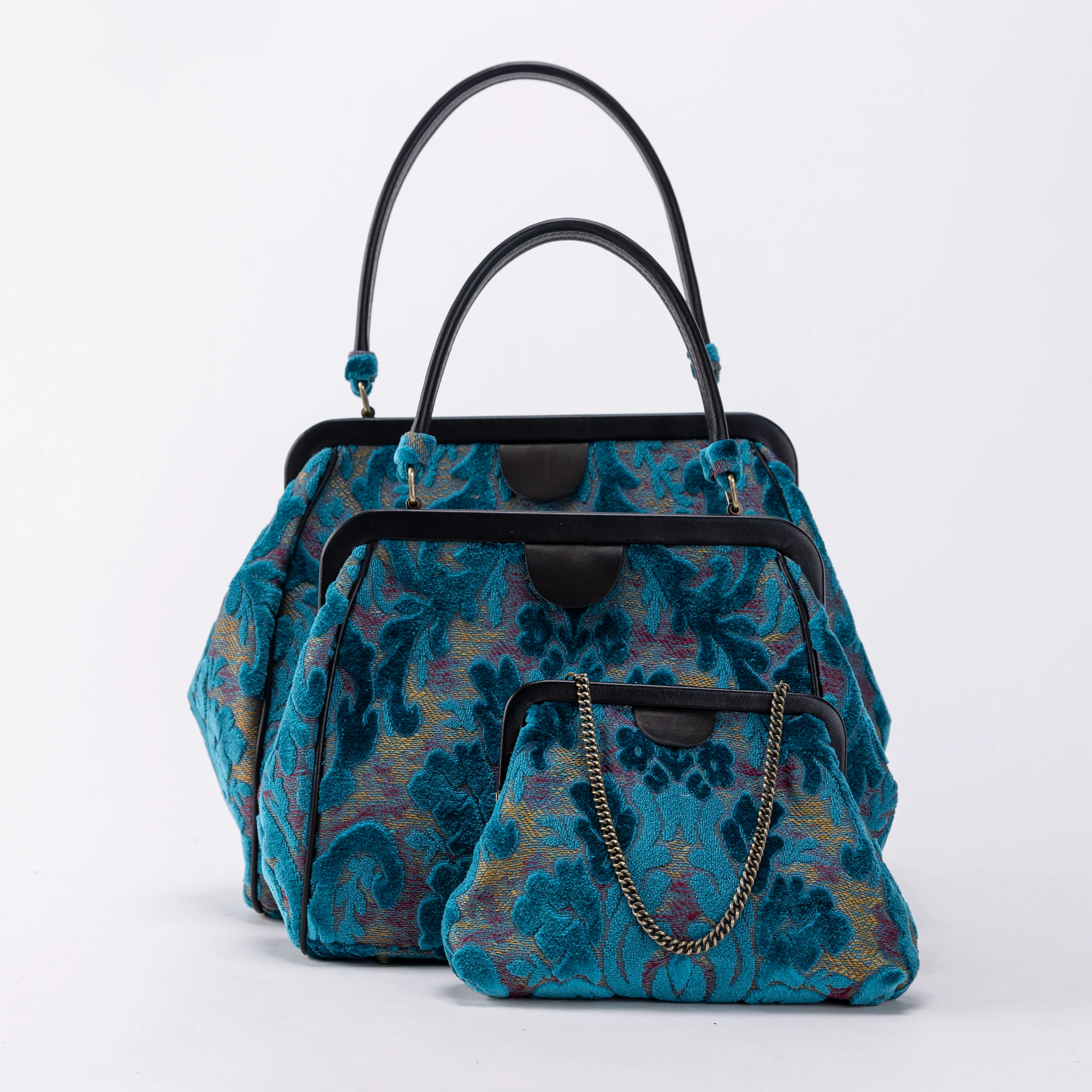 Burnout Velvet Aqua Blue Alma Shoulder Bag - Image 6