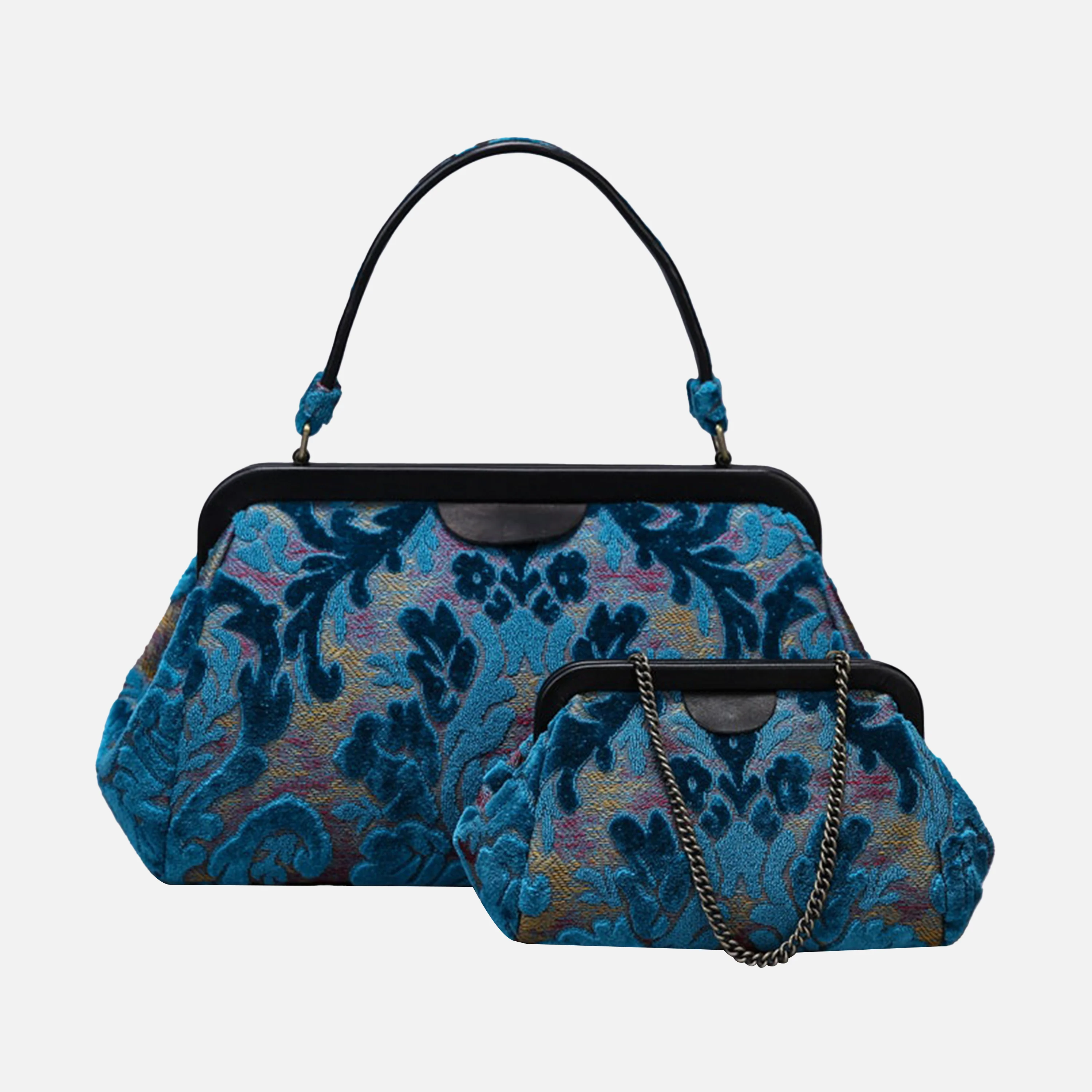 Burnout Velvet Aqua Blue Evening Bag Clutch - Image 8