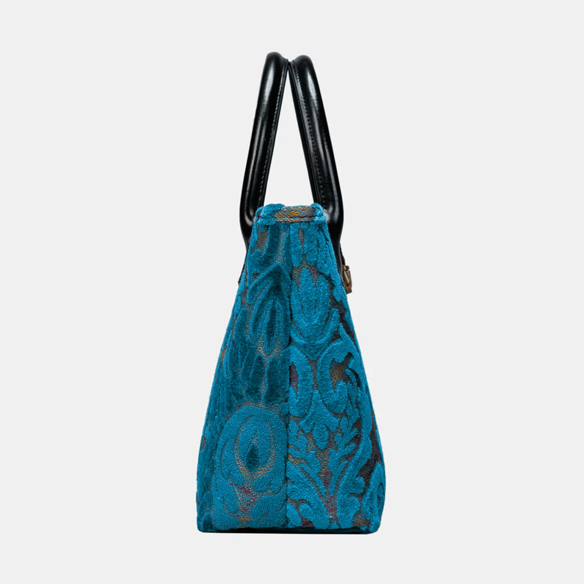 Burnout Velvet Aqua Blue Tuck Lock Carpet Satchel - Image 5