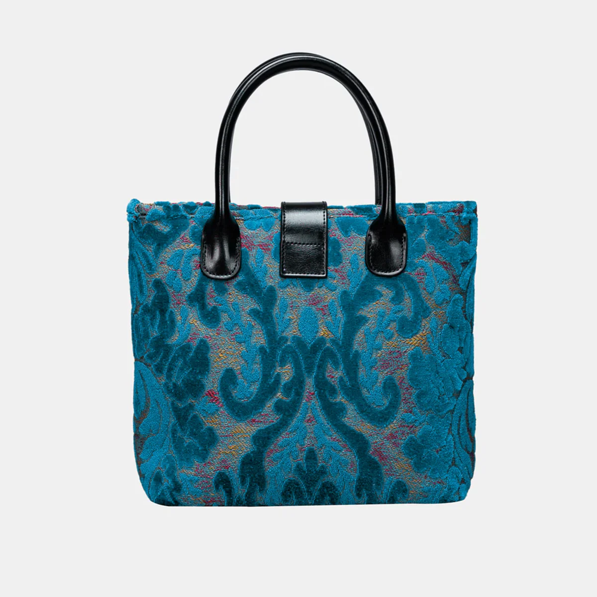 Burnout Velvet Aqua Blue Tuck Lock Carpet Satchel - Image 6