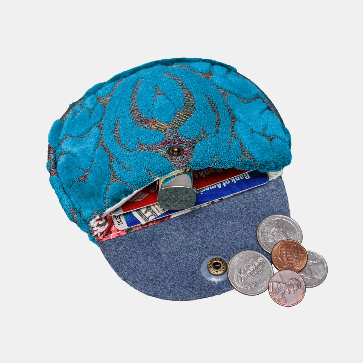 Burnout Velvet Aqua Blue Rosary Bag - Image 3