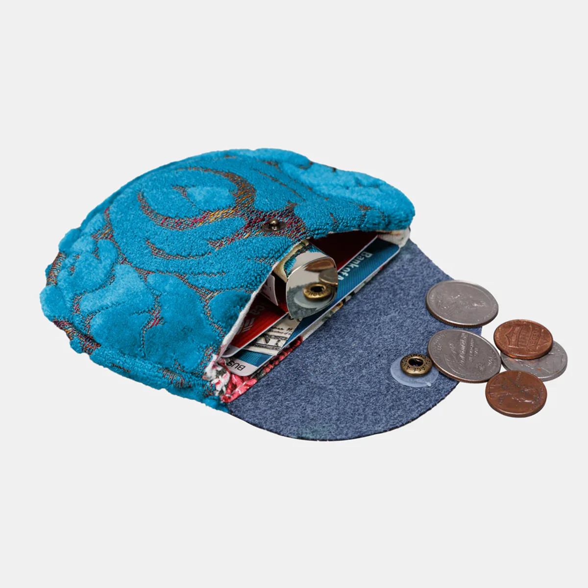 Burnout Velvet Aqua Blue Rosary Bag - Image 5