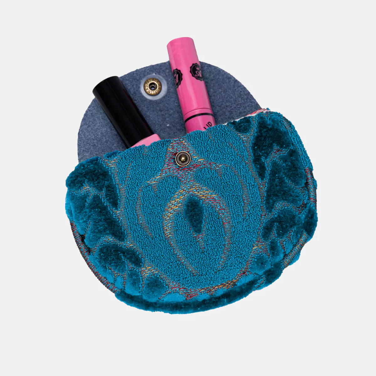 Burnout Velvet Aqua Blue Rosary Bag - Image 6