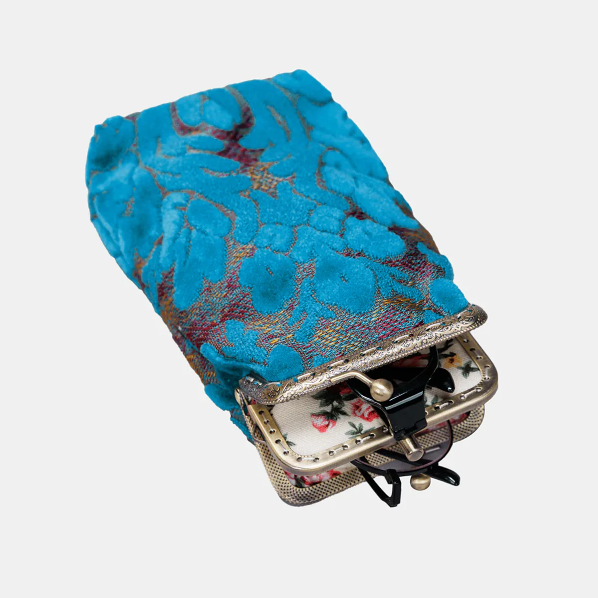 Burnout Velvet Aqua Blue Carpet Eyeglasses Case - Image 4