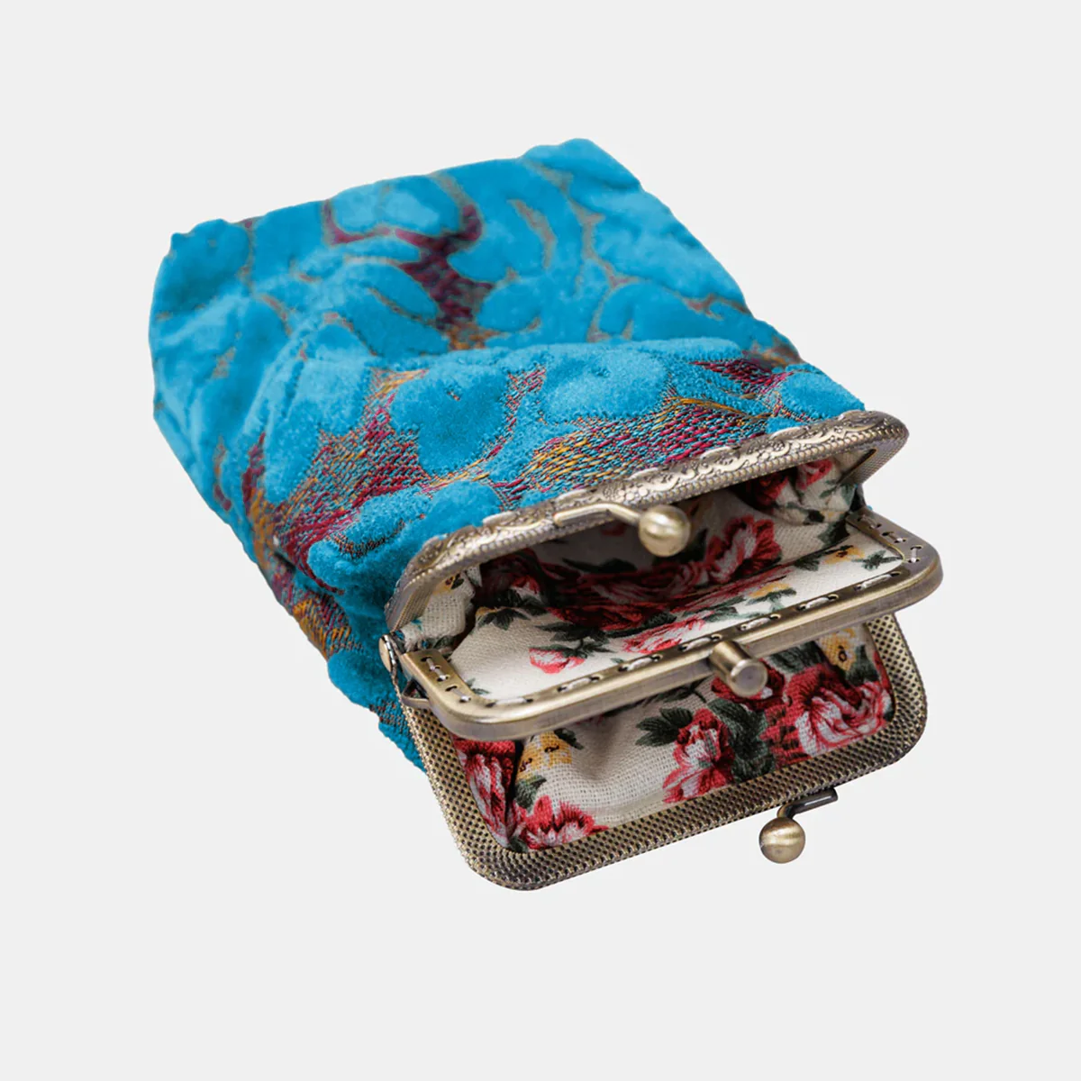 Burnout Velvet Aqua Blue Carpet Eyeglasses Case - Image 6