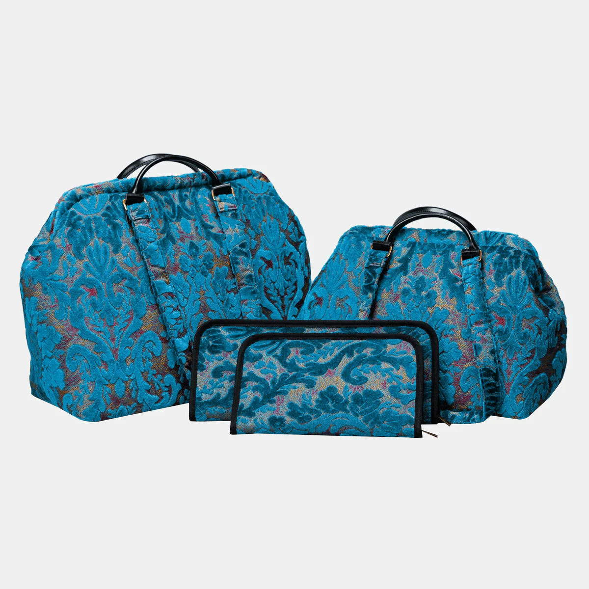 Burnout Velvet Aqua Blue Knitting Project Bag - Image 2