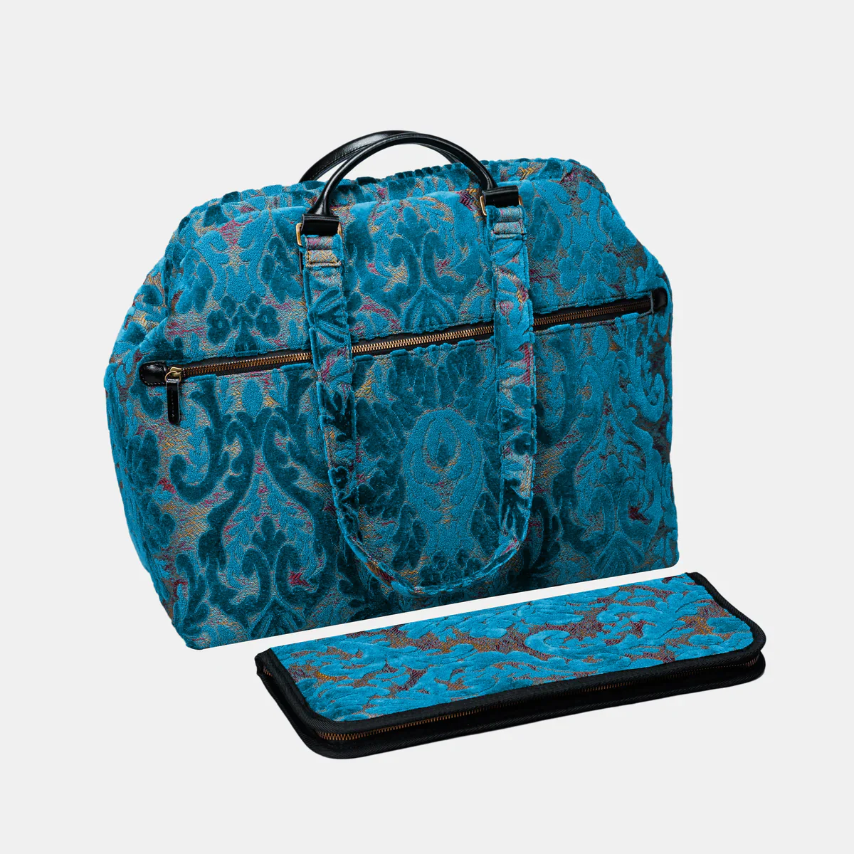 Burnout Velvet Aqua Blue Knitting Project Bag - Image 8