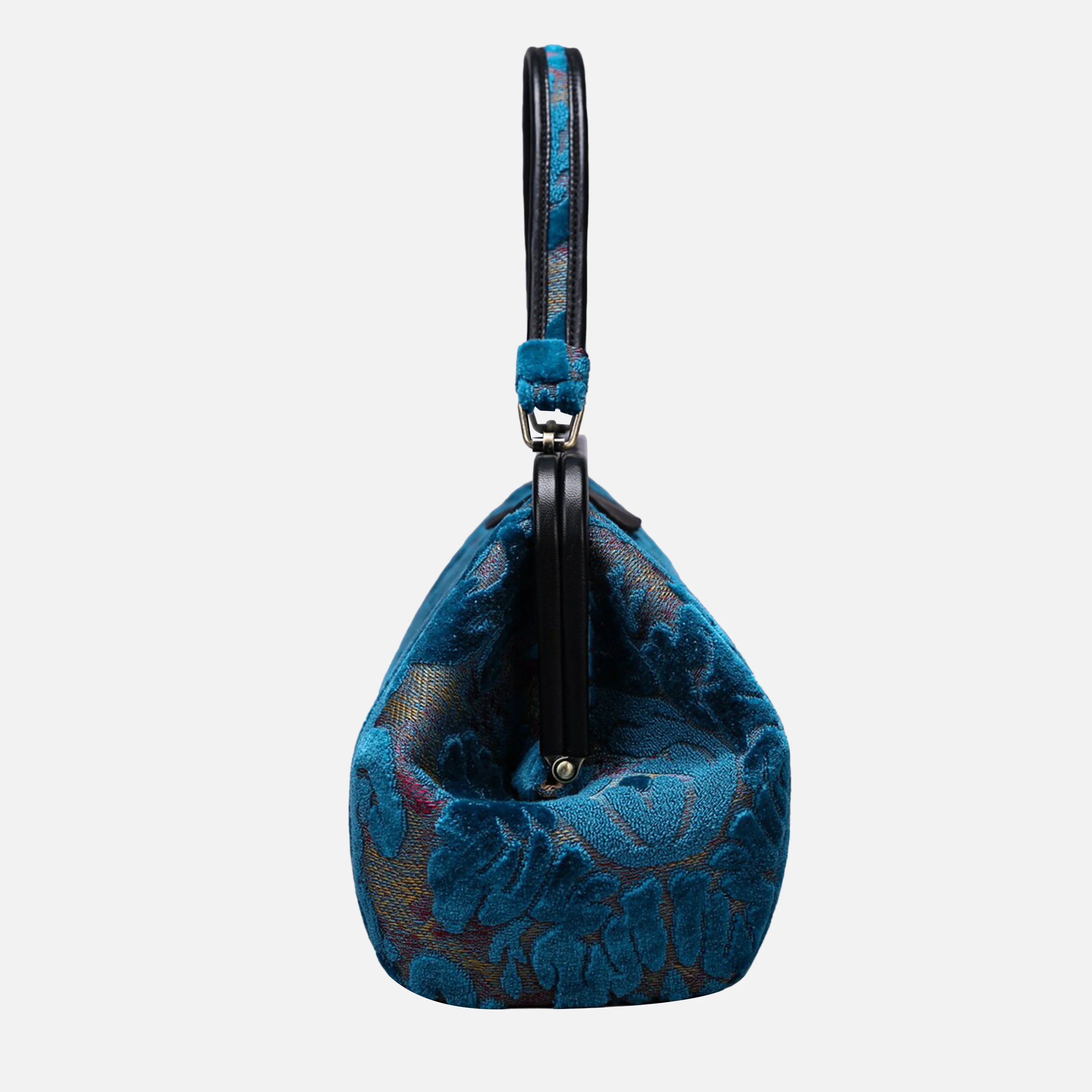 Burnout Velvet Aqua Blue Top Handle Purse - Image 4