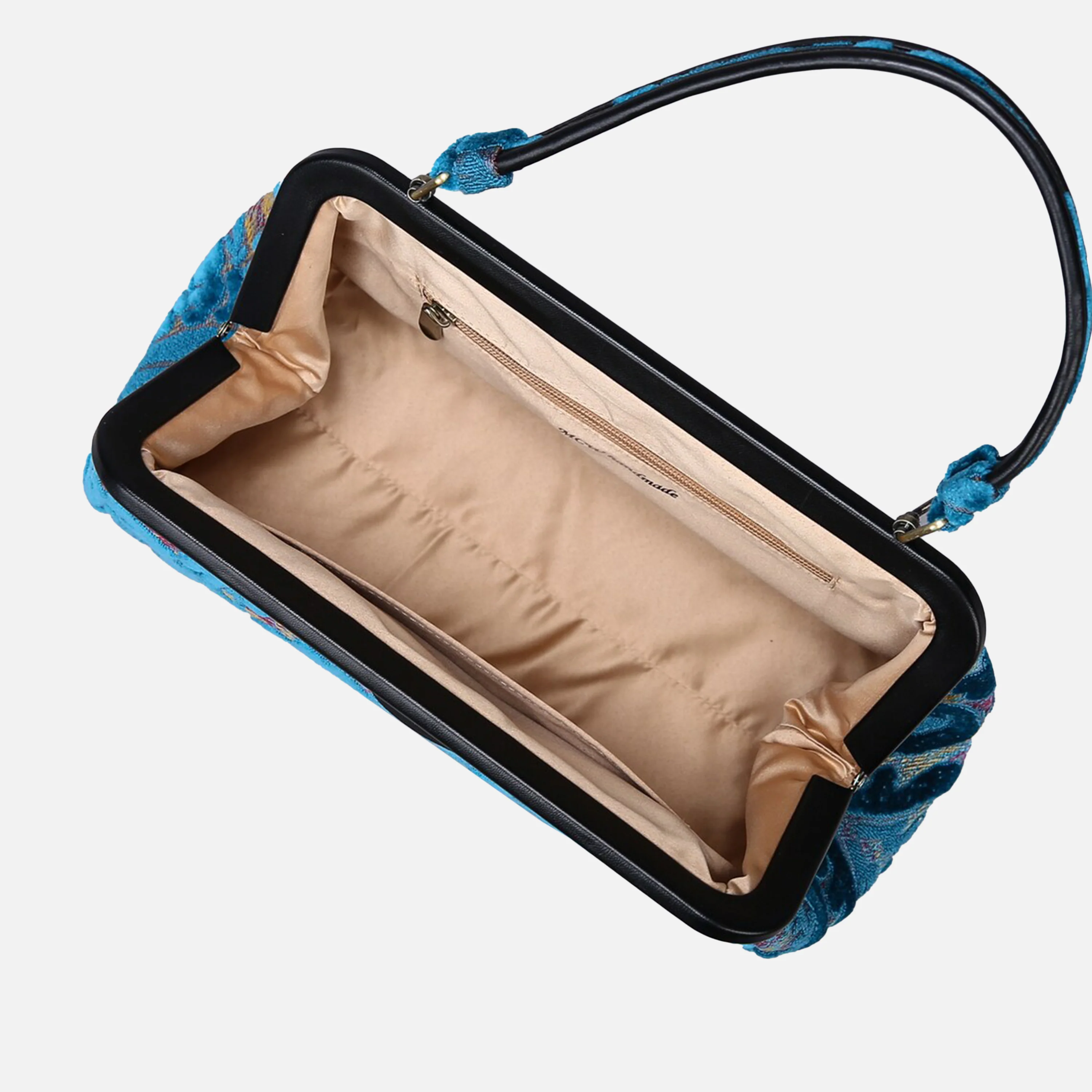 Burnout Velvet Aqua Blue Top Handle Purse - Image 6