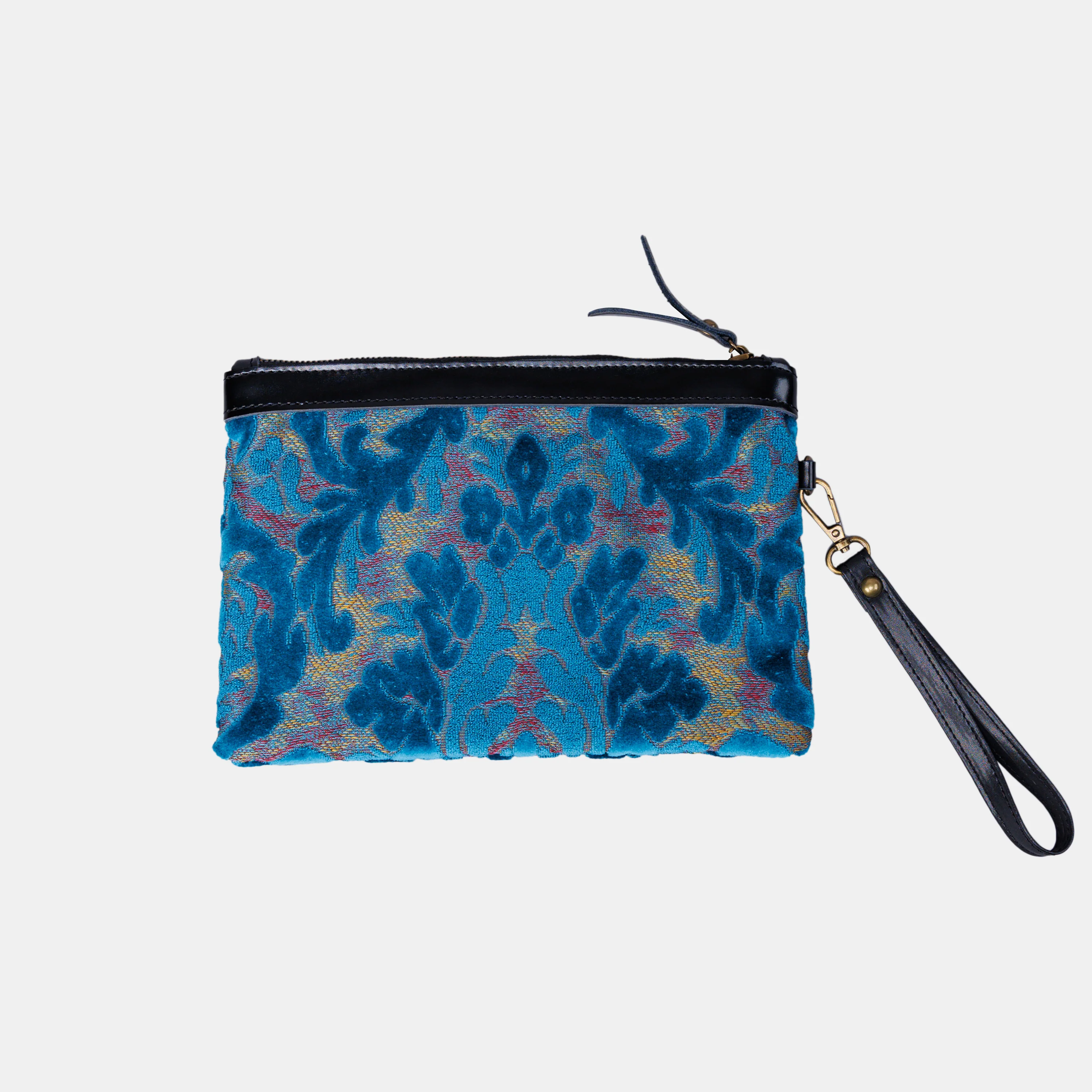 Burnout Velvet Aqua Blue Wristlet Clutch - Image 3