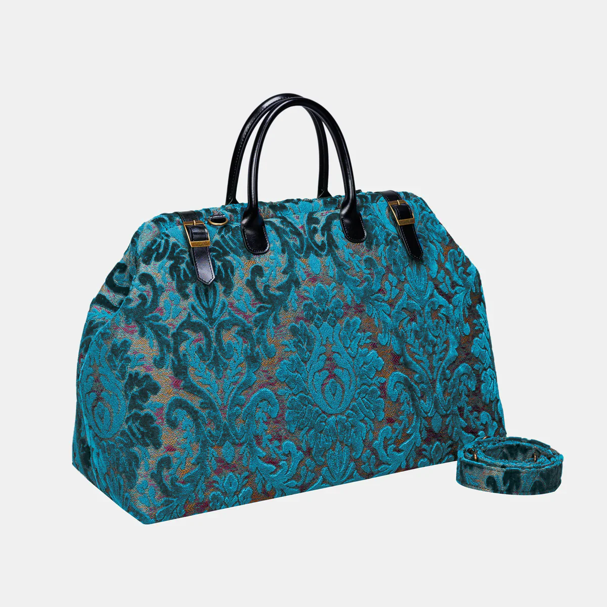 Burnout Velvet Aqua Blue Large Carpetbag - Image 2