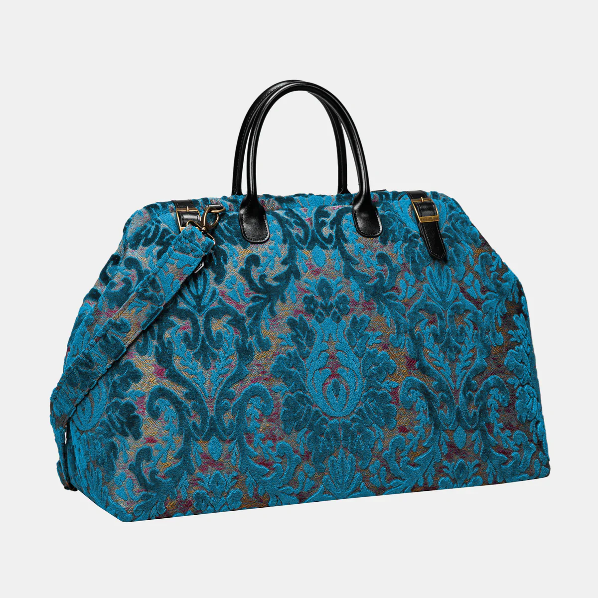 Burnout Velvet Aqua Blue Large Carpetbag - Image 3
