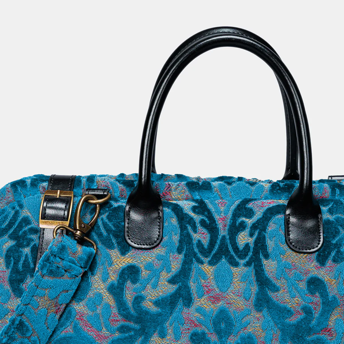 Burnout Velvet Aqua Blue Large Carpetbag - Image 4