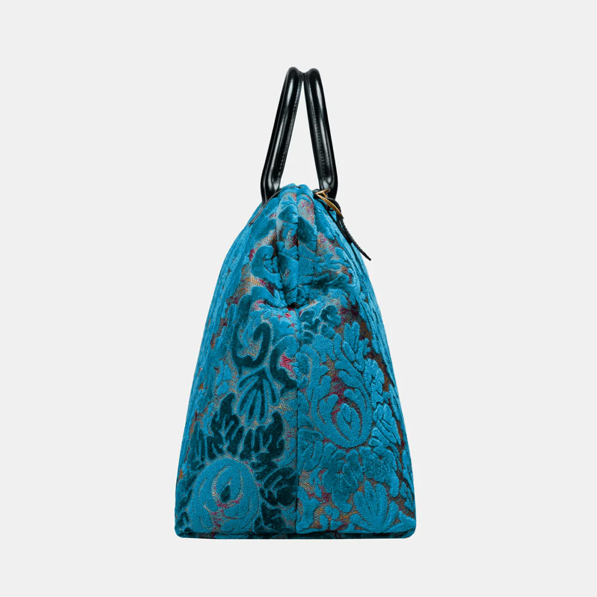 Burnout Velvet Aqua Blue Large Carpetbag - Image 5