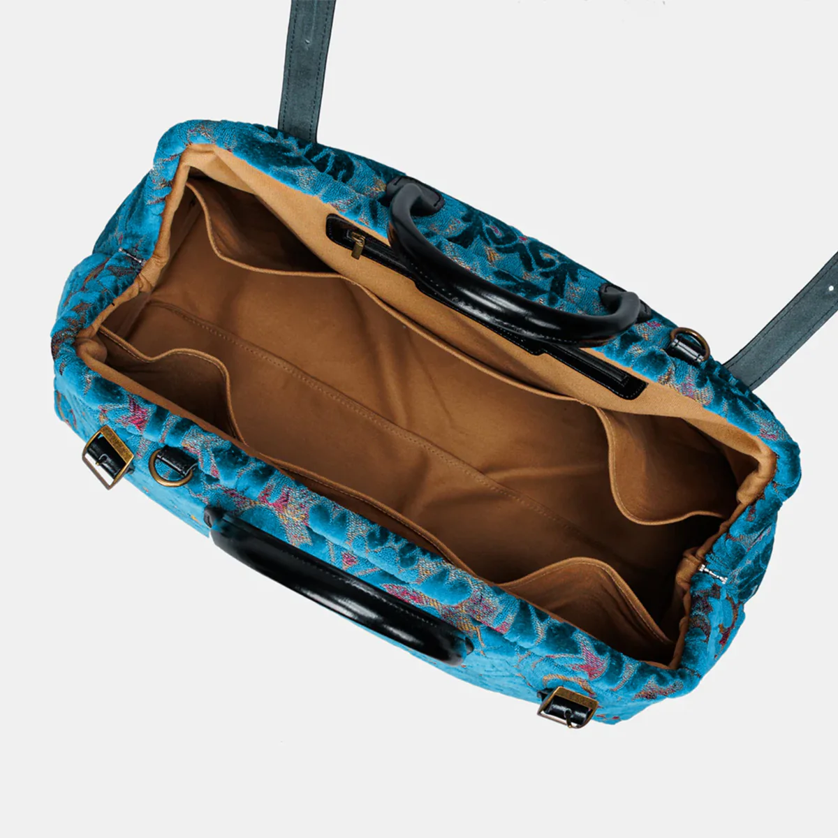 Burnout Velvet Aqua Blue Large Carpetbag - Image 8