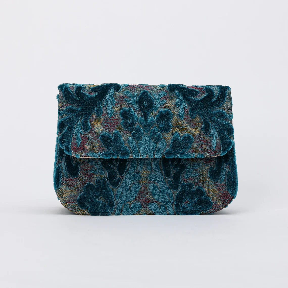 Burnout Velvet Aqua Blue Flap Crossbody Bag - Image 5