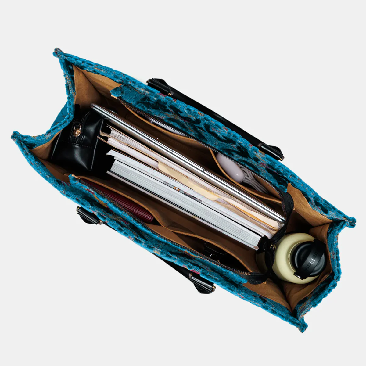 Burnout Velvet Aqua Blue Laptop Work Tote - Image 6