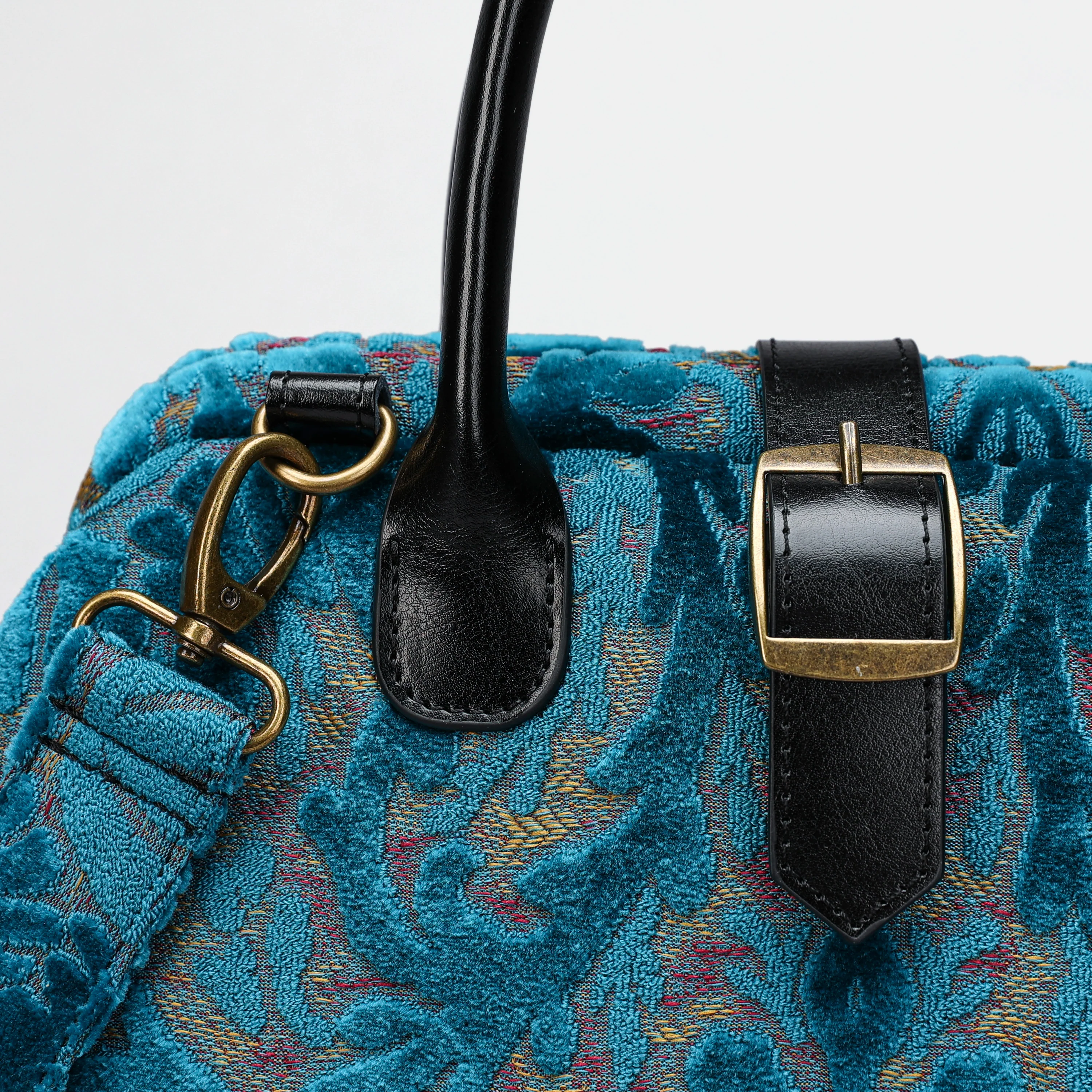 Burnout Velvet Aqua Blue Carpet Handbag Purse - Image 4