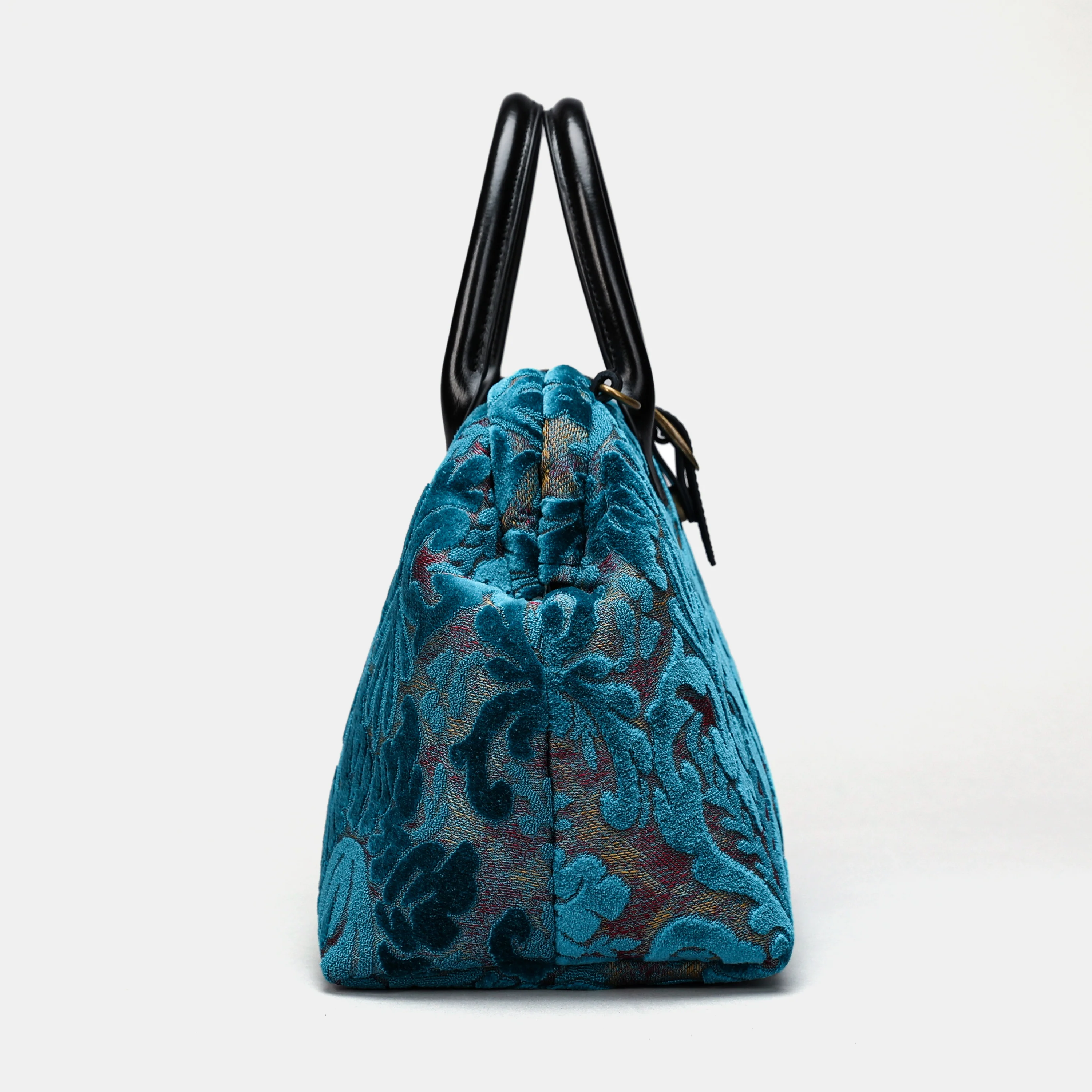 Burnout Velvet Aqua Blue Carpet Handbag Purse - Image 5