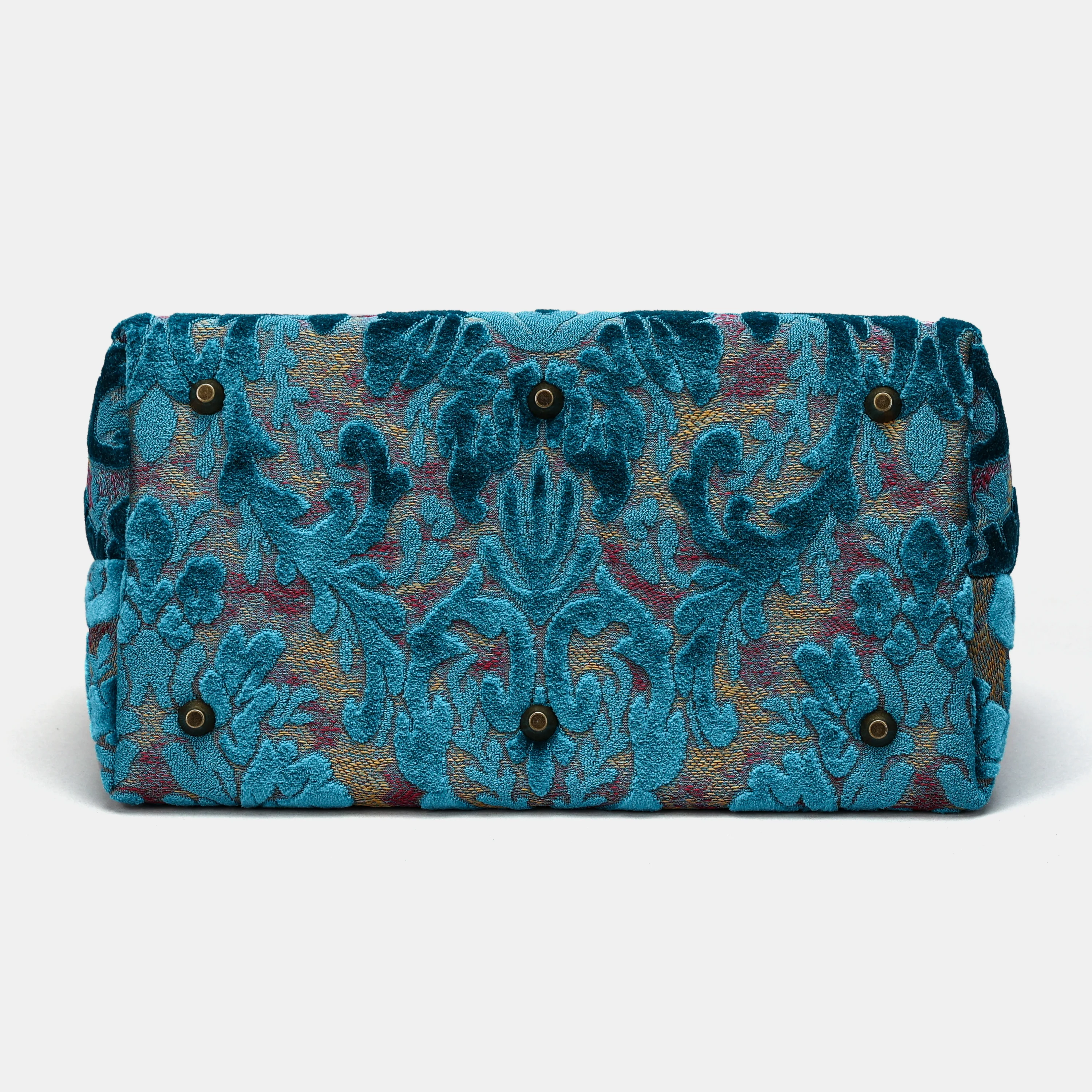 Burnout Velvet Aqua Blue Carpet Handbag Purse - Image 6