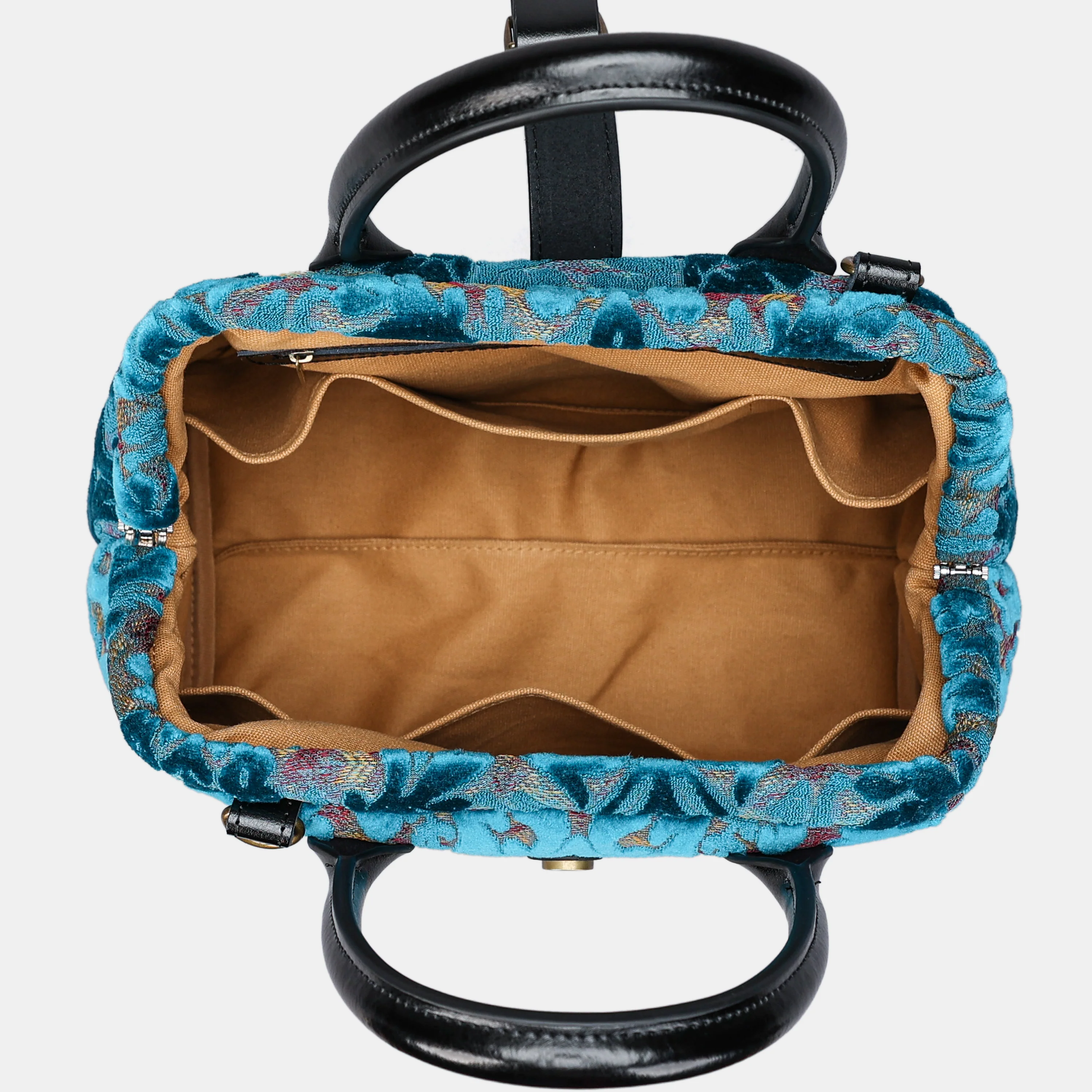 Burnout Velvet Aqua Blue Carpet Handbag Purse - Image 7