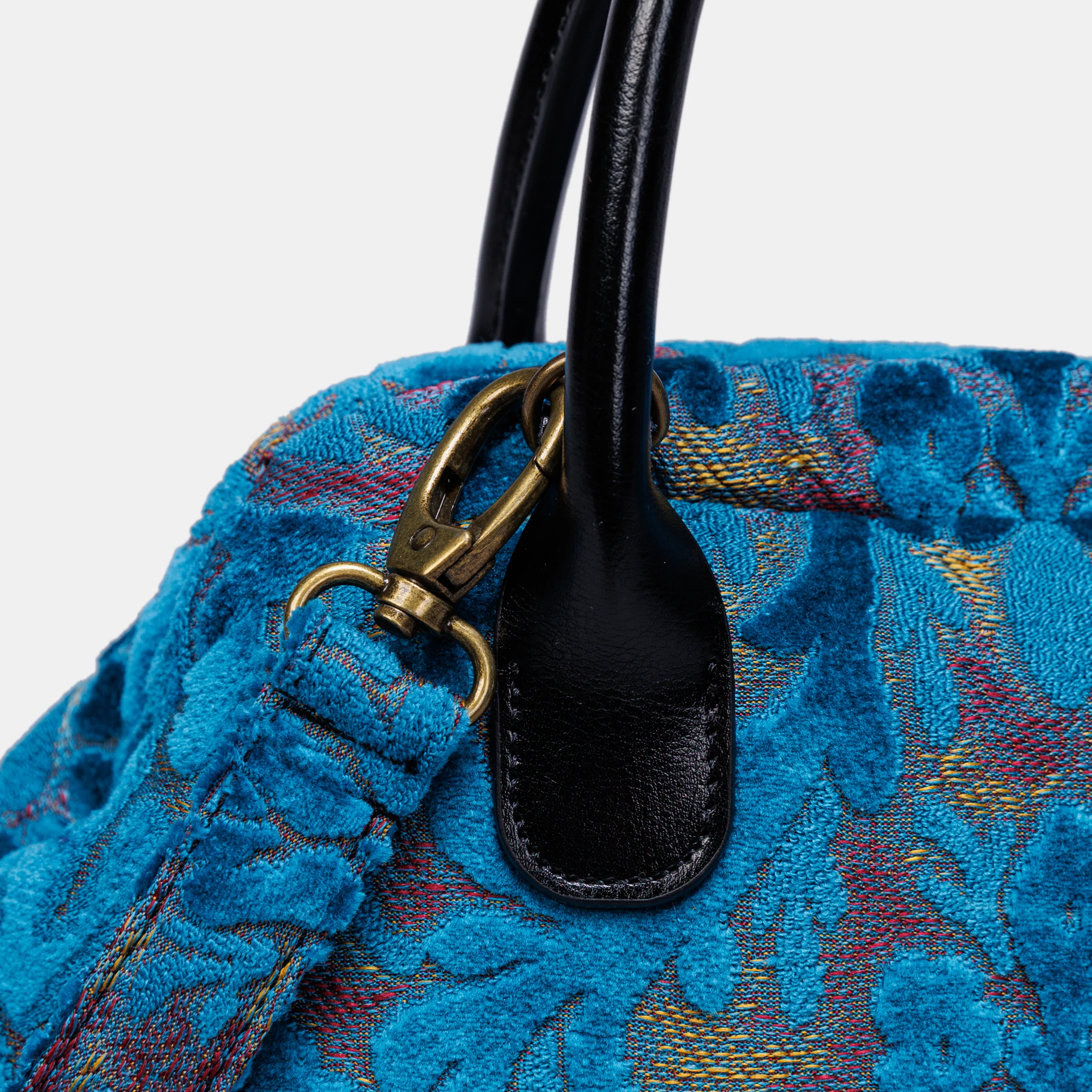 Burnout Velvet Aqua Blue Carpet Satchel - Image 4