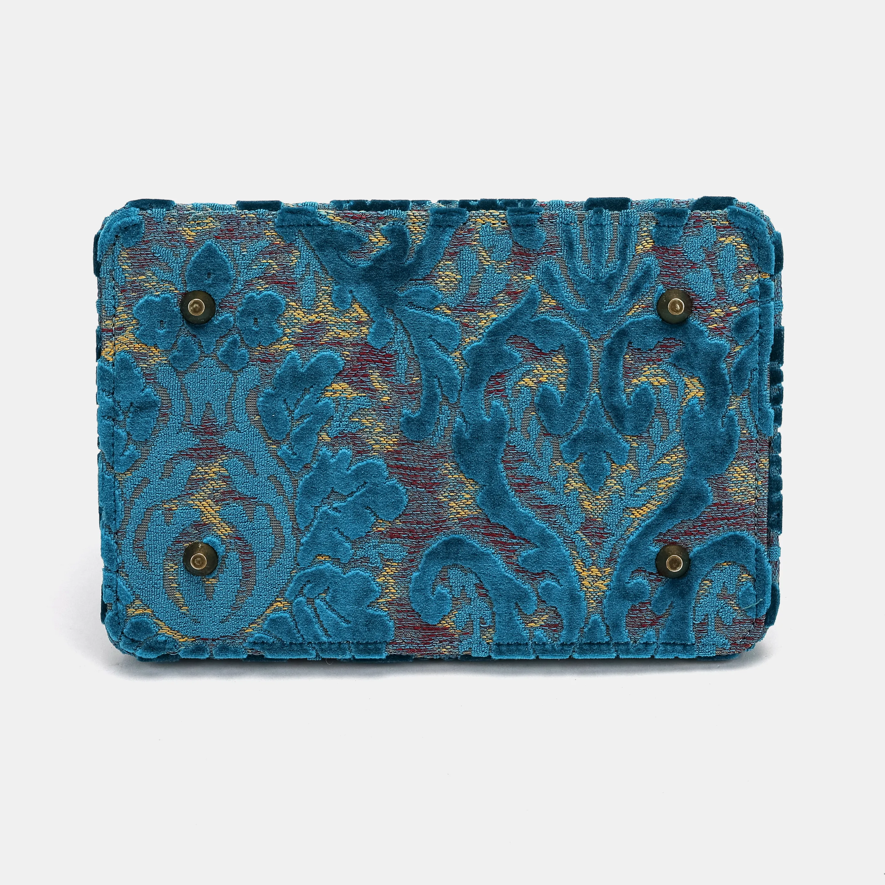 Burnout Velvet Aqua Blue Cecile Carpet Purse Gladstone Bag - Image 10