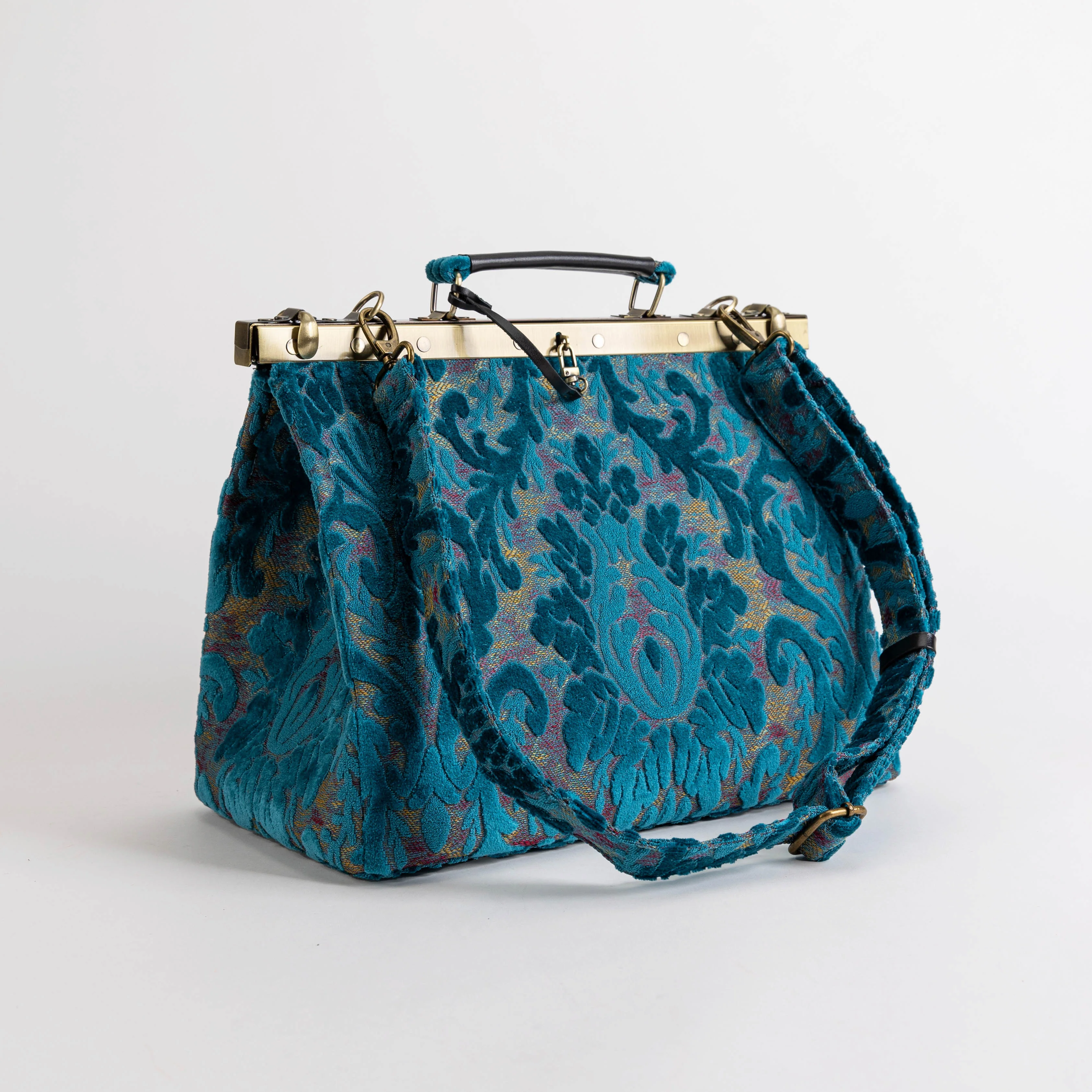 Burnout Velvet Aqua Blue Celine Carpet Gladstone Bag - Image 9