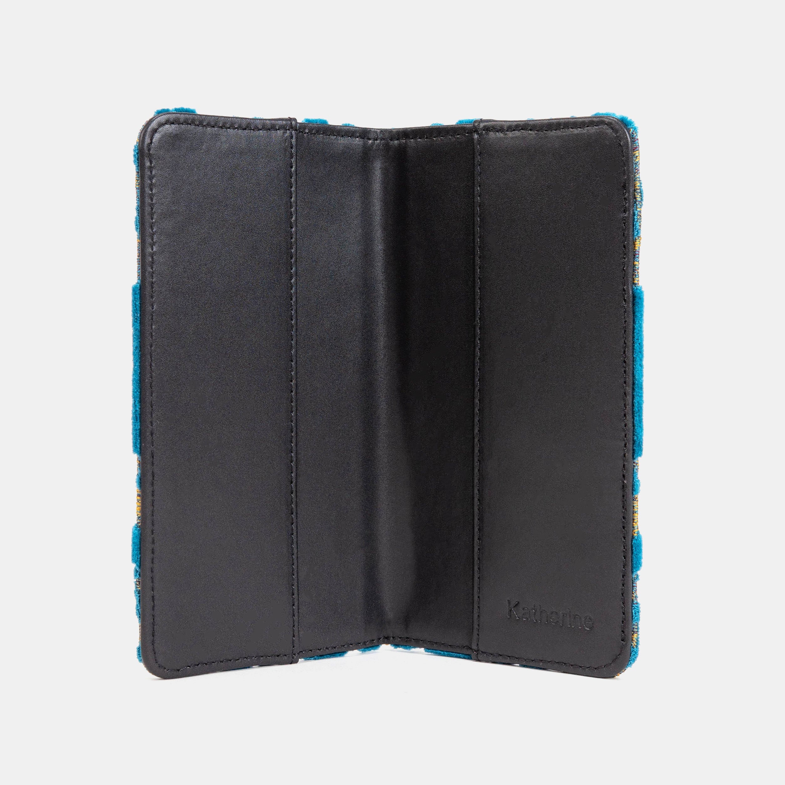 Burnout Velvet Aqua Blue Checkbook Cover - Image 3