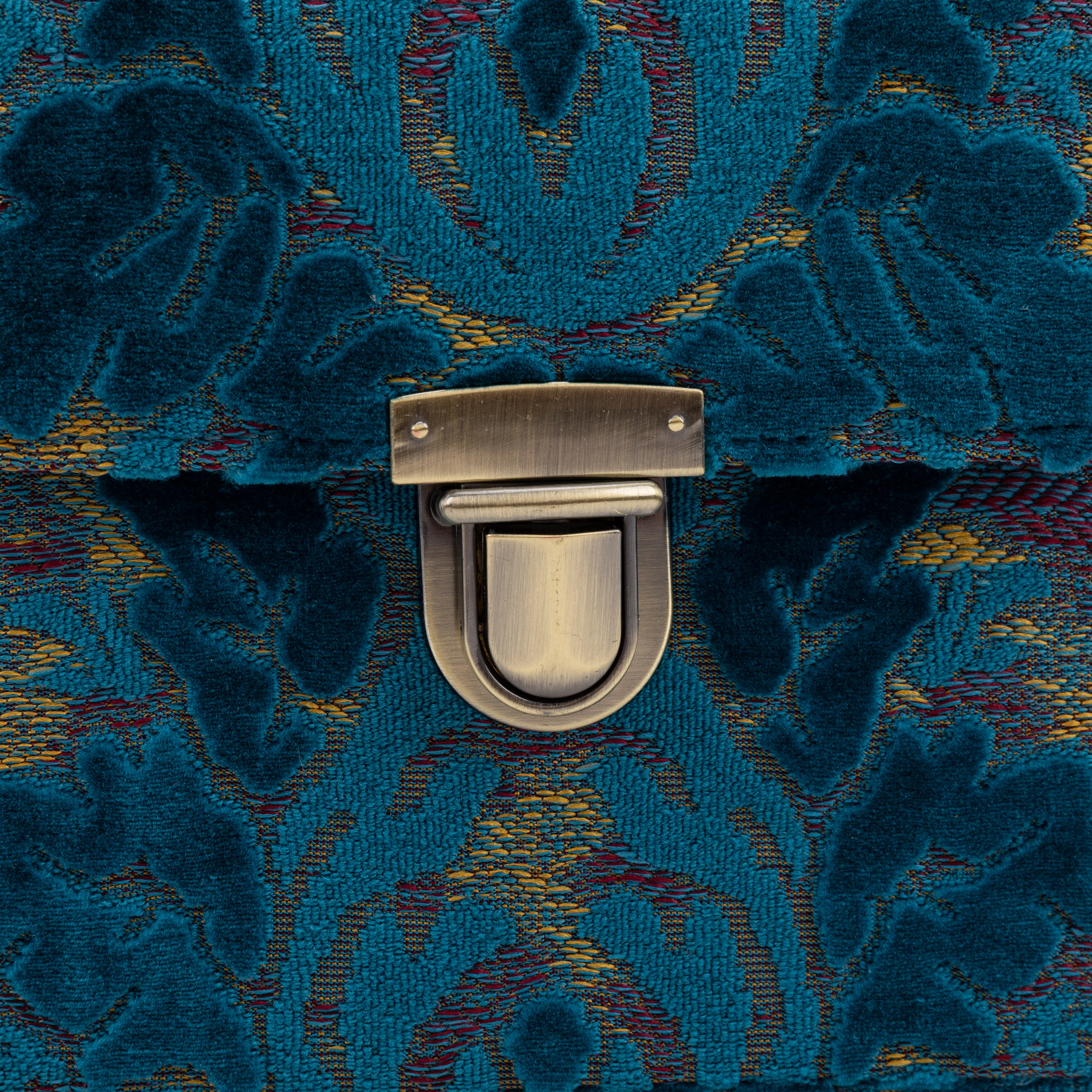 Burnout Velvet Aqua Blue Clara Medium Train Case Purse - Image 10
