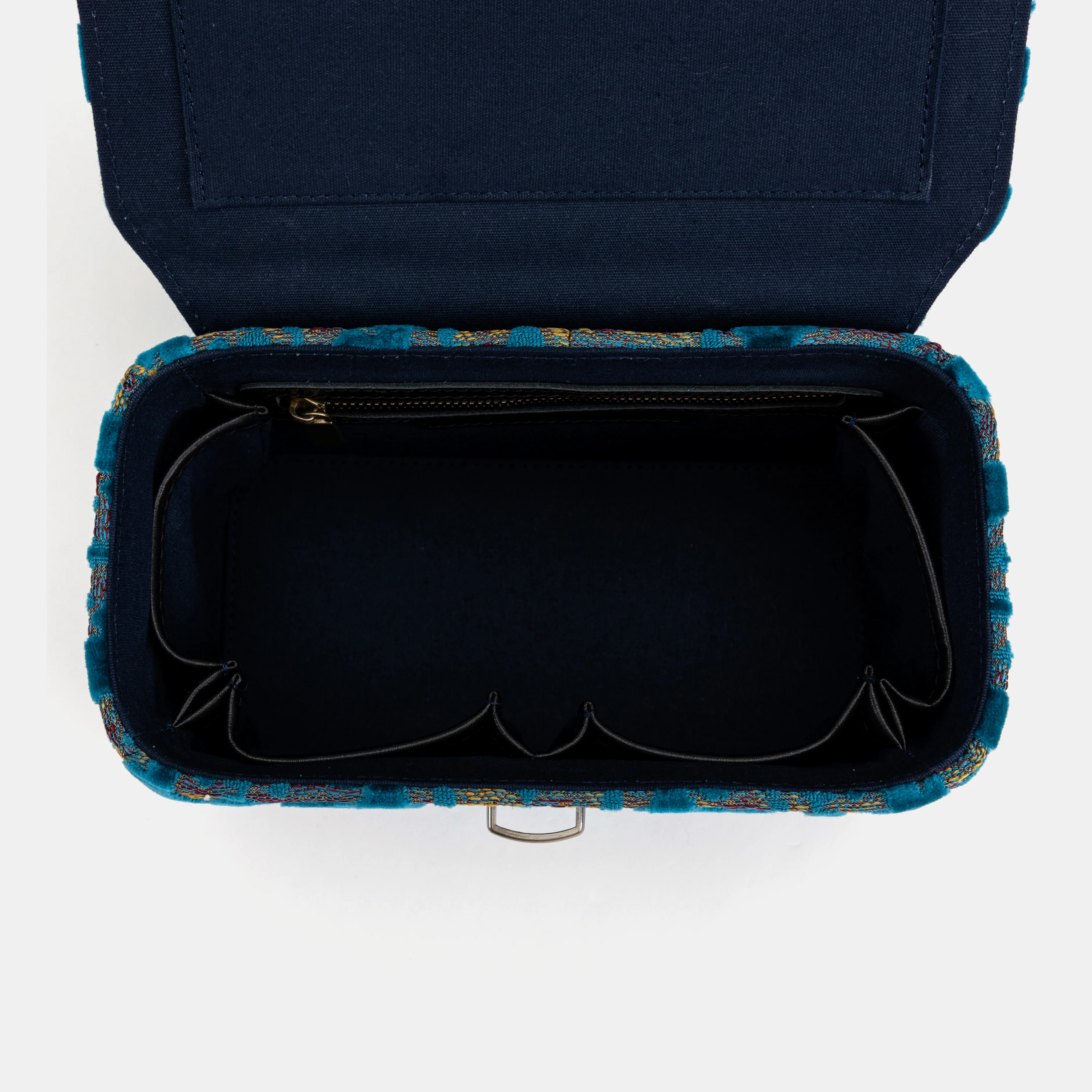 Burnout Velvet Aqua Blue Clara Medium Train Case Purse - Image 4