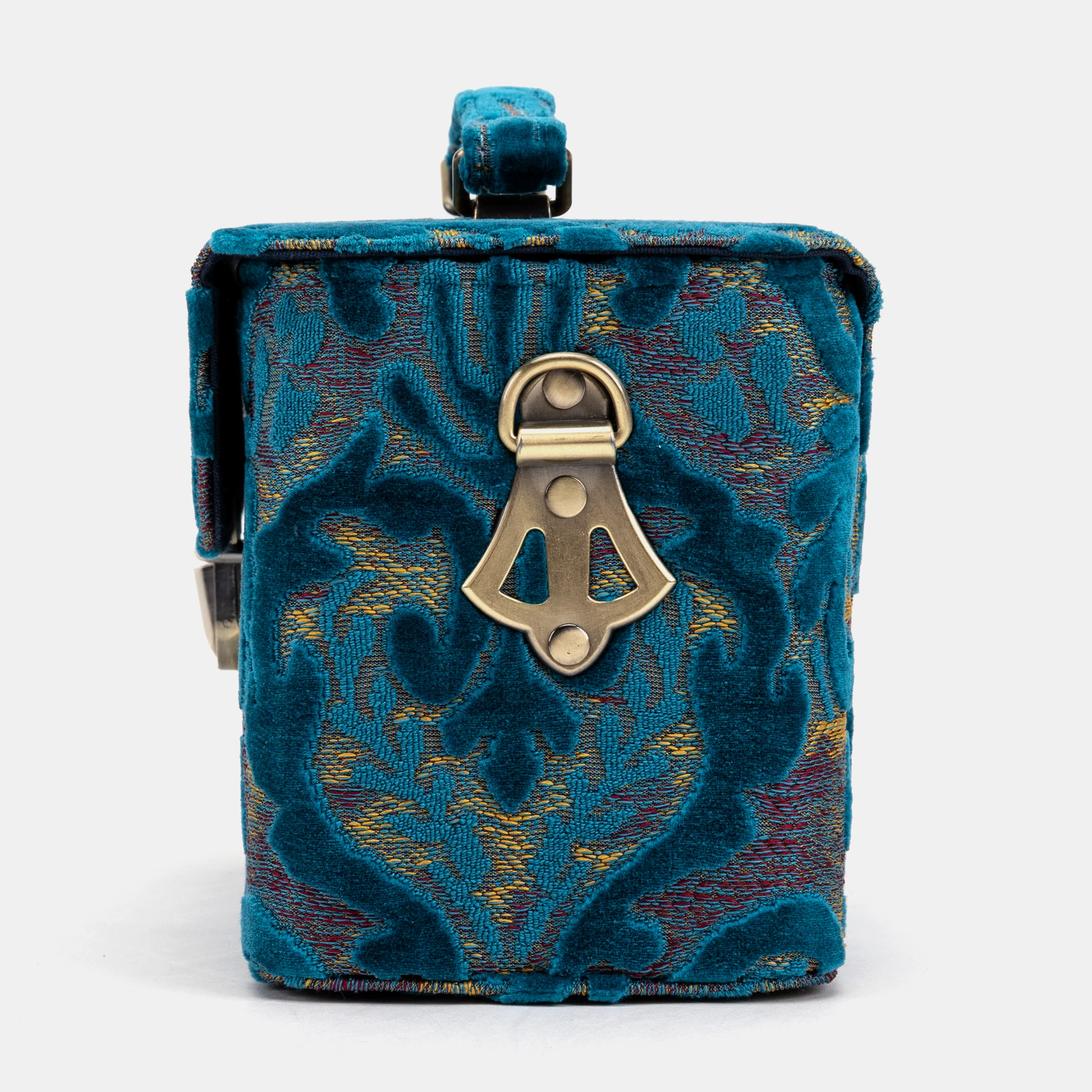 Burnout Velvet Aqua Blue Clara Medium Train Case Purse - Image 6