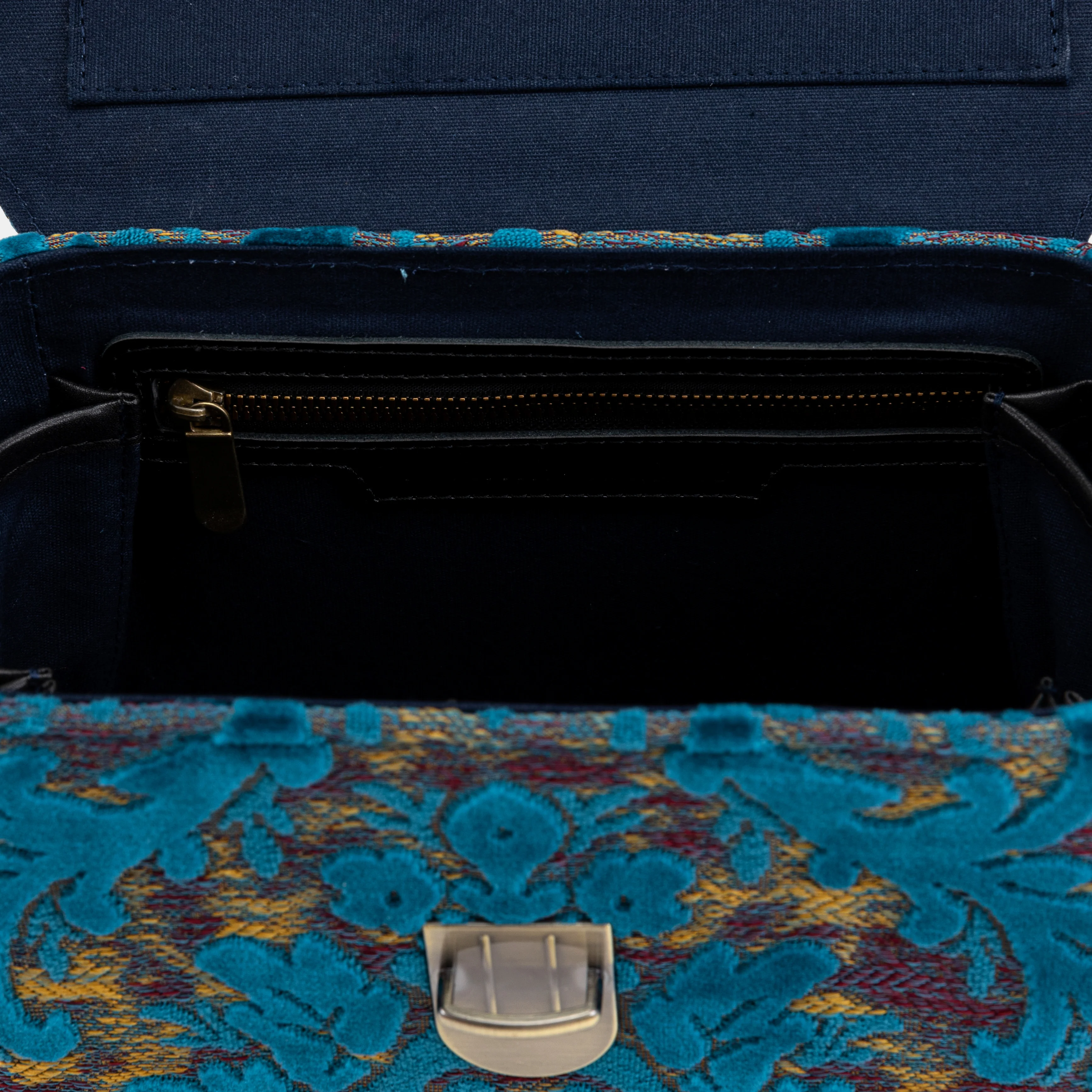 Burnout Velvet Aqua Blue Clara Medium Train Case Purse - Image 8