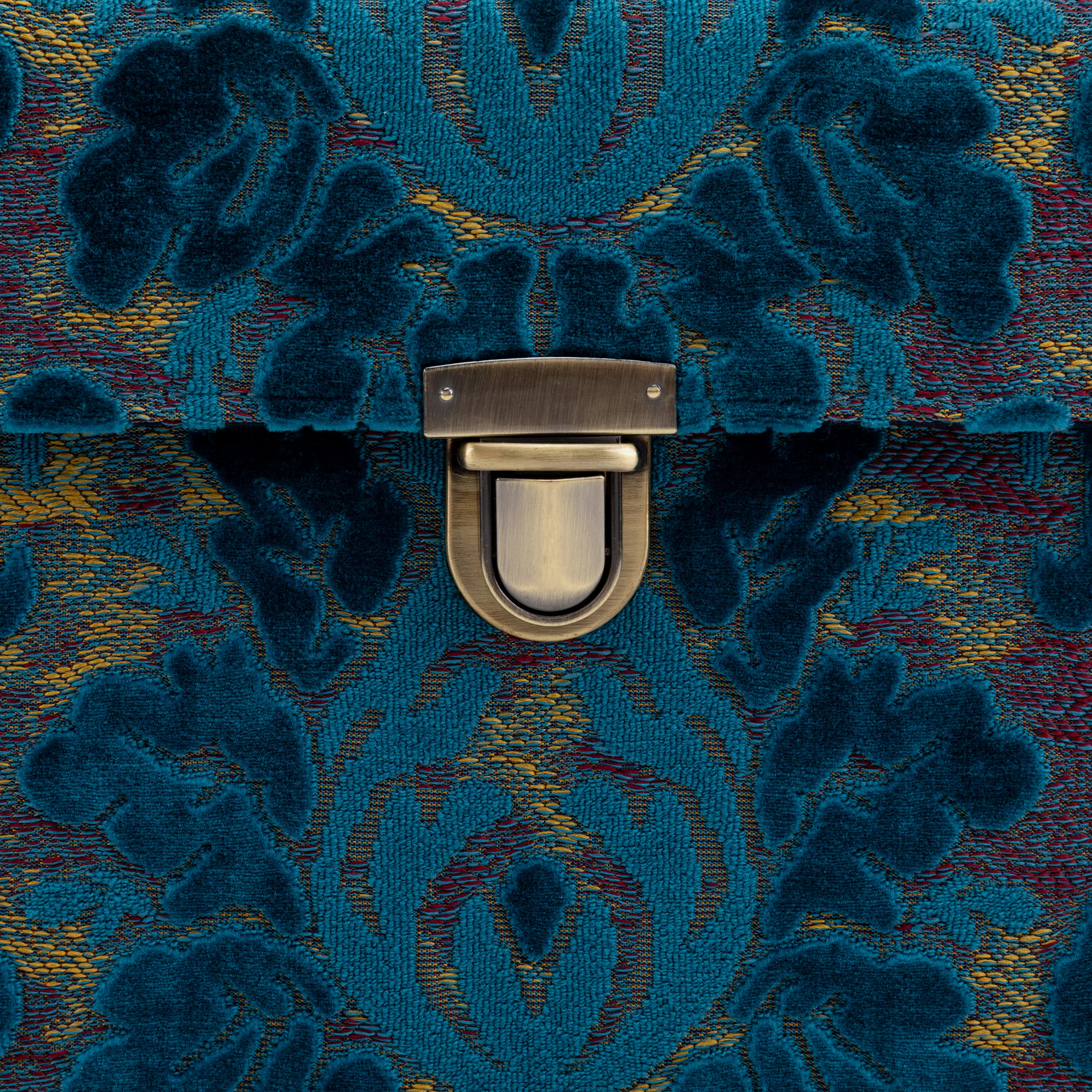 Burnout Velvet Aqua Blue Josephine Large Train Case - Image 9