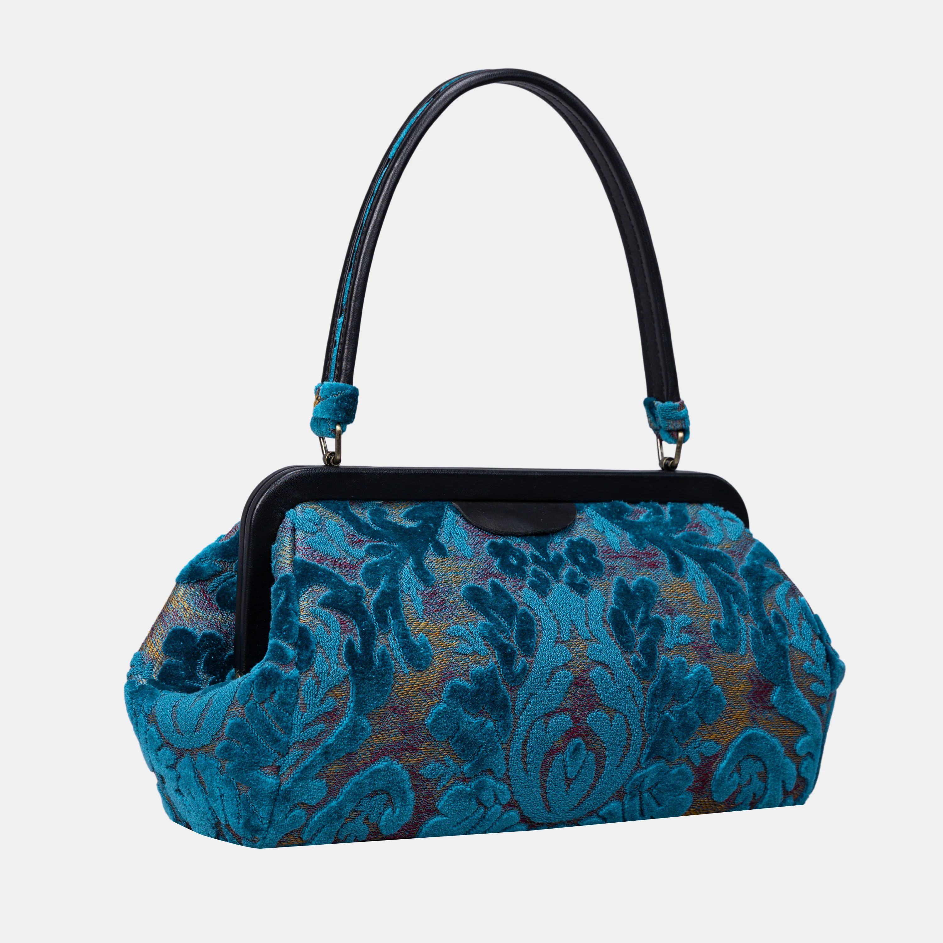Burnout Velvet Aqua Blue Shoulder Bag - Image 3