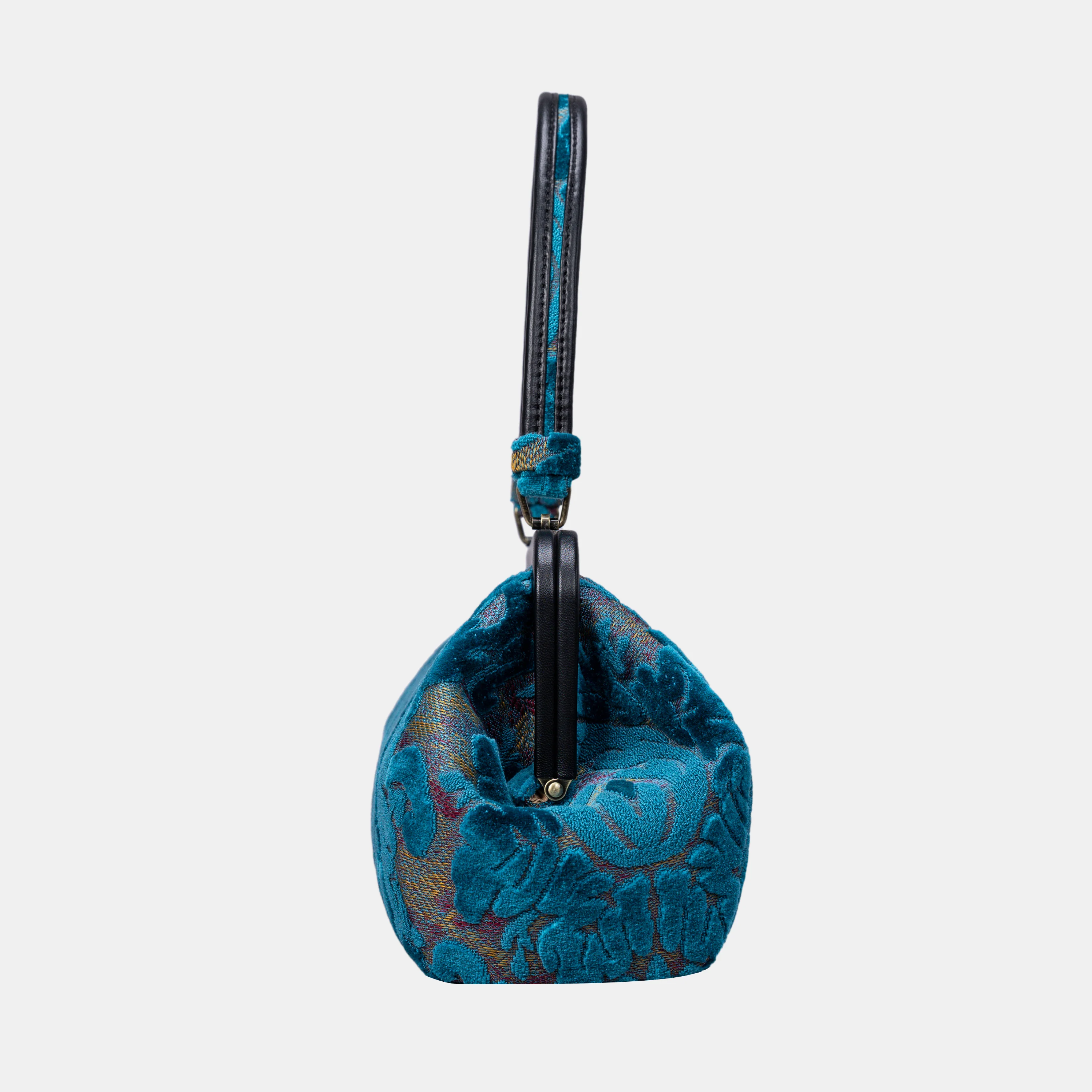 Burnout Velvet Aqua Blue Shoulder Bag - Image 4