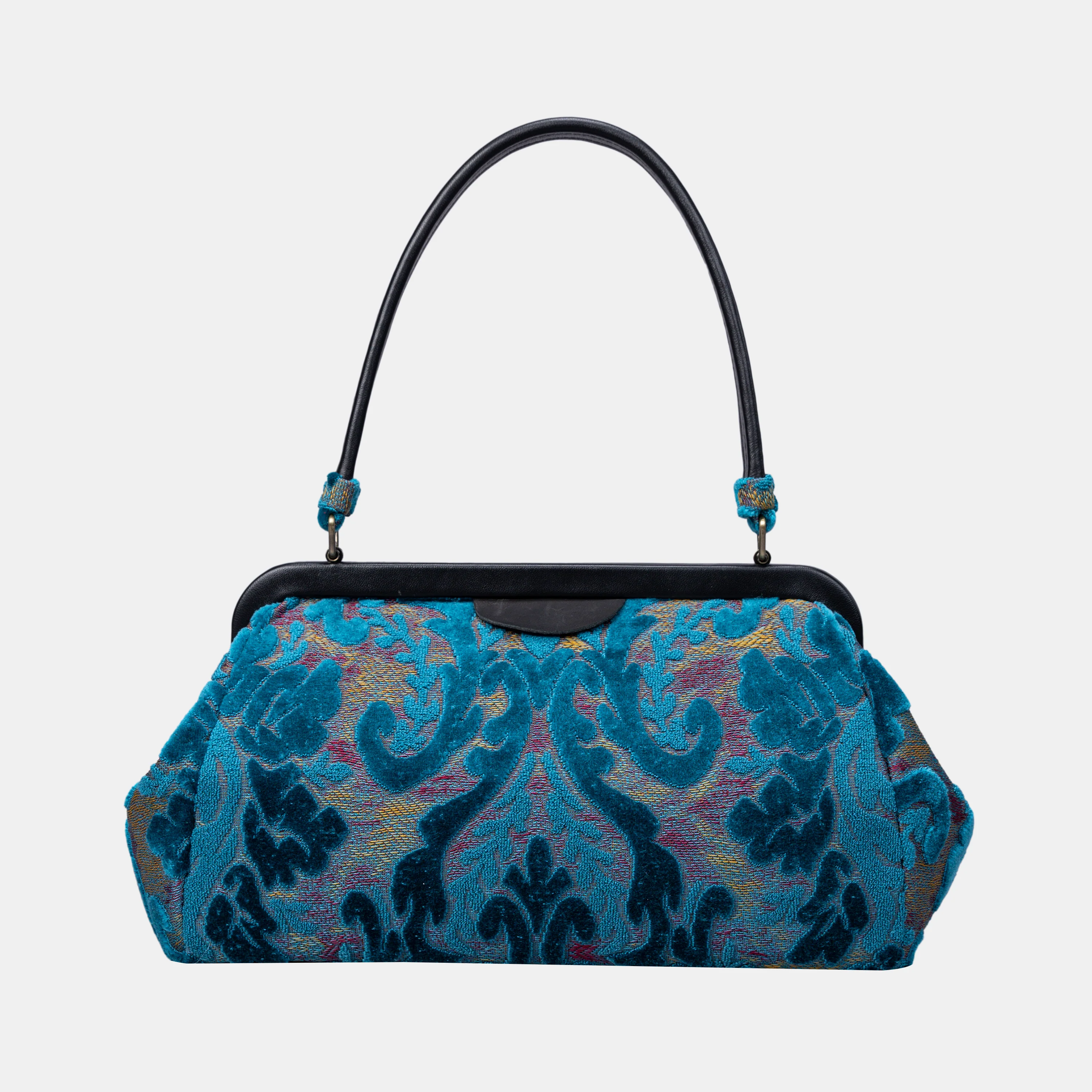 Burnout Velvet Aqua Blue Shoulder Bag - Image 5