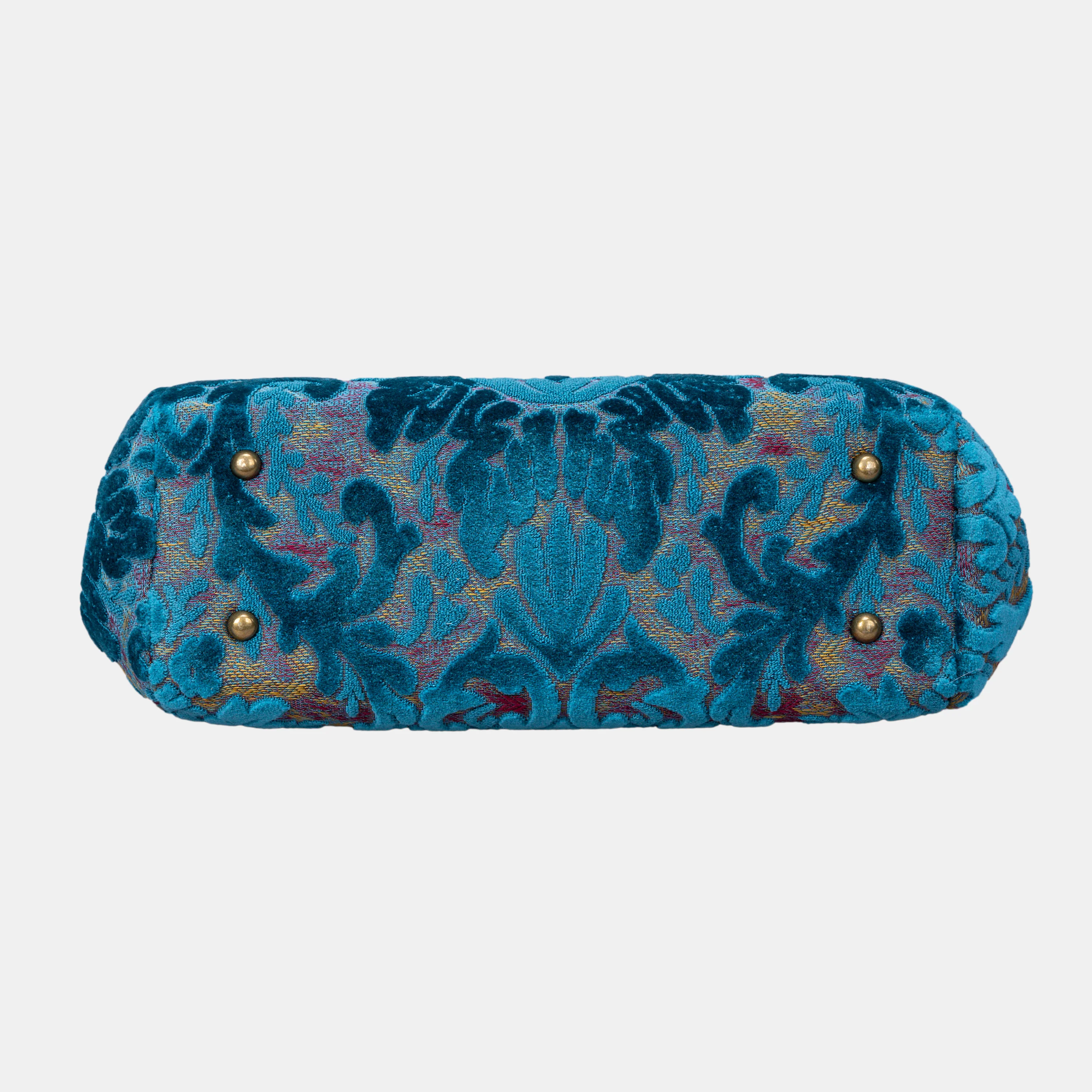 Burnout Velvet Aqua Blue Shoulder Bag - Image 6
