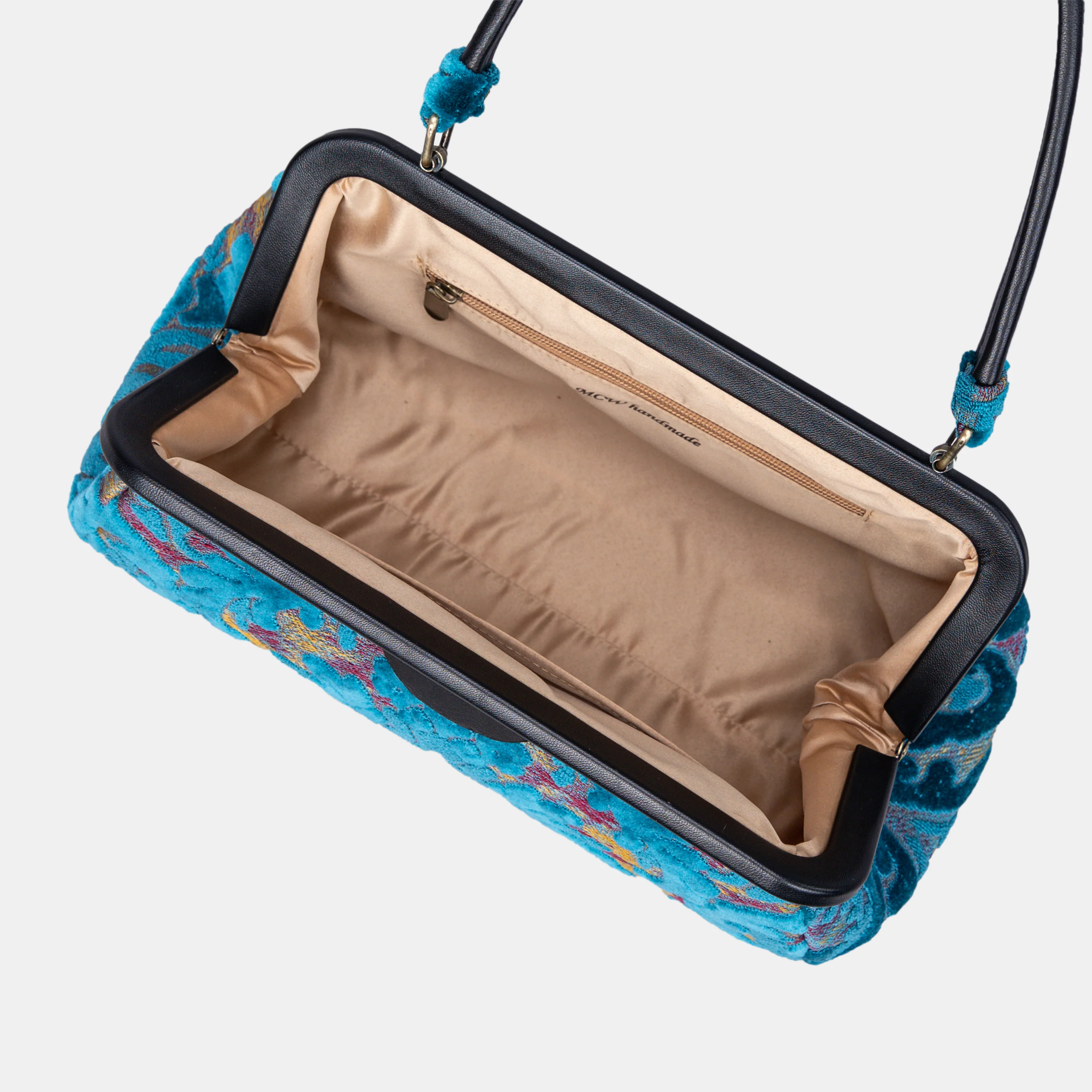 Burnout Velvet Aqua Blue Shoulder Bag - Image 7