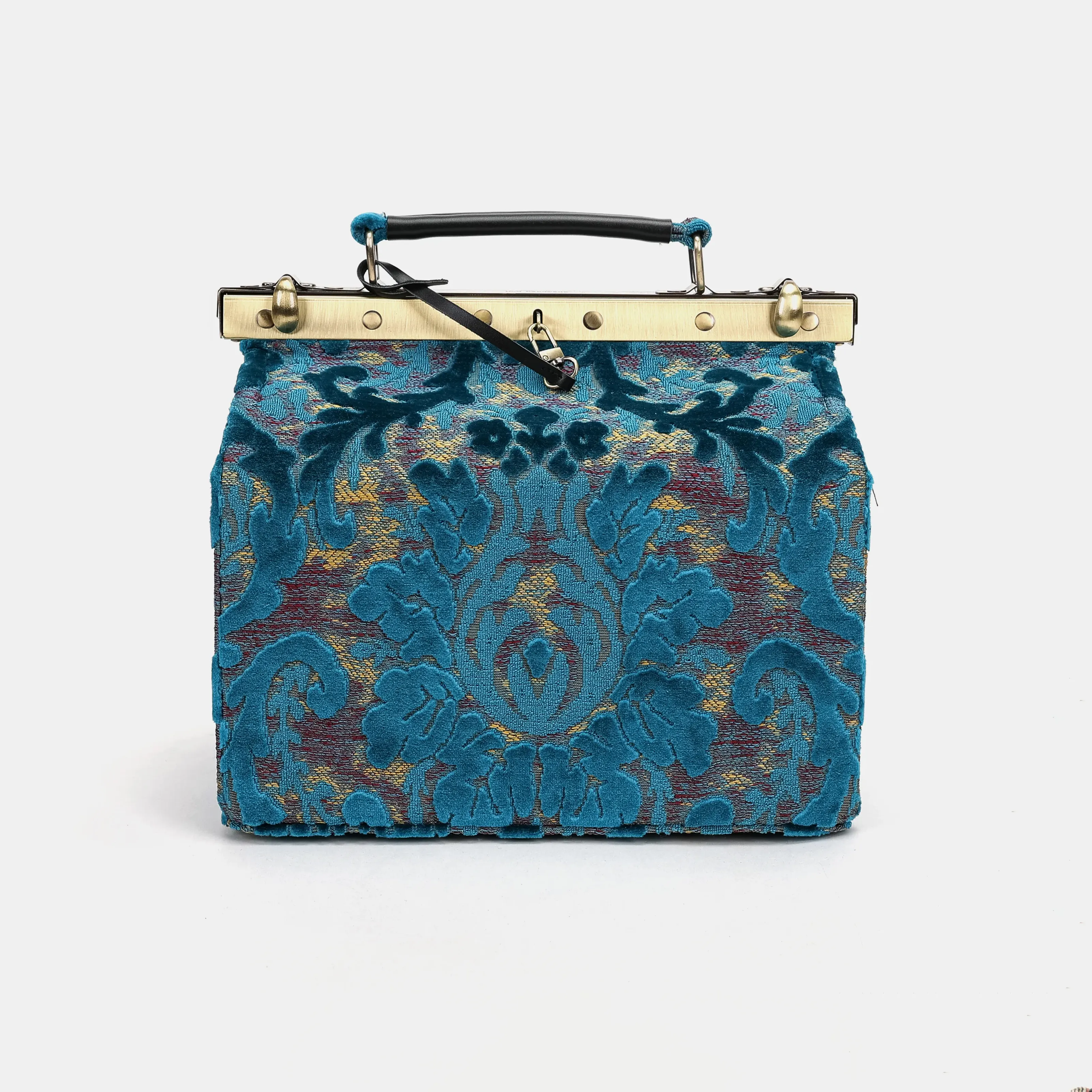 Burnout Velvet Aqua Blue Vivienne Carpet Purse Gladstone Bag